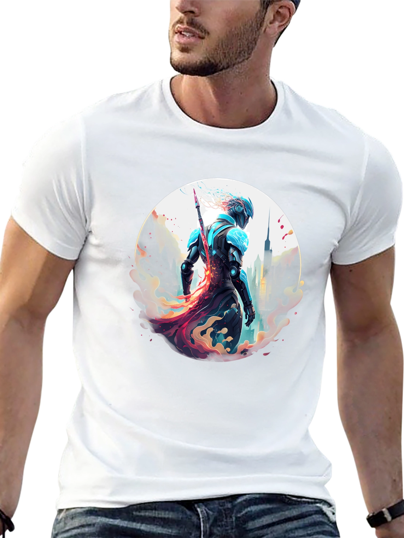 Futuristic Warrior Graphic T-Shirt