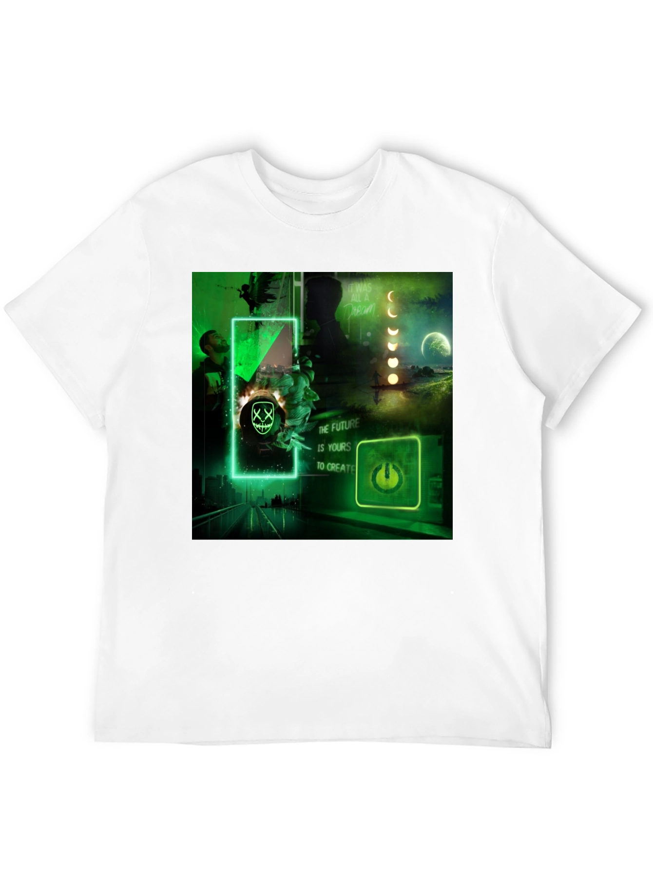Futuristic Neon Graphic Tee - Black