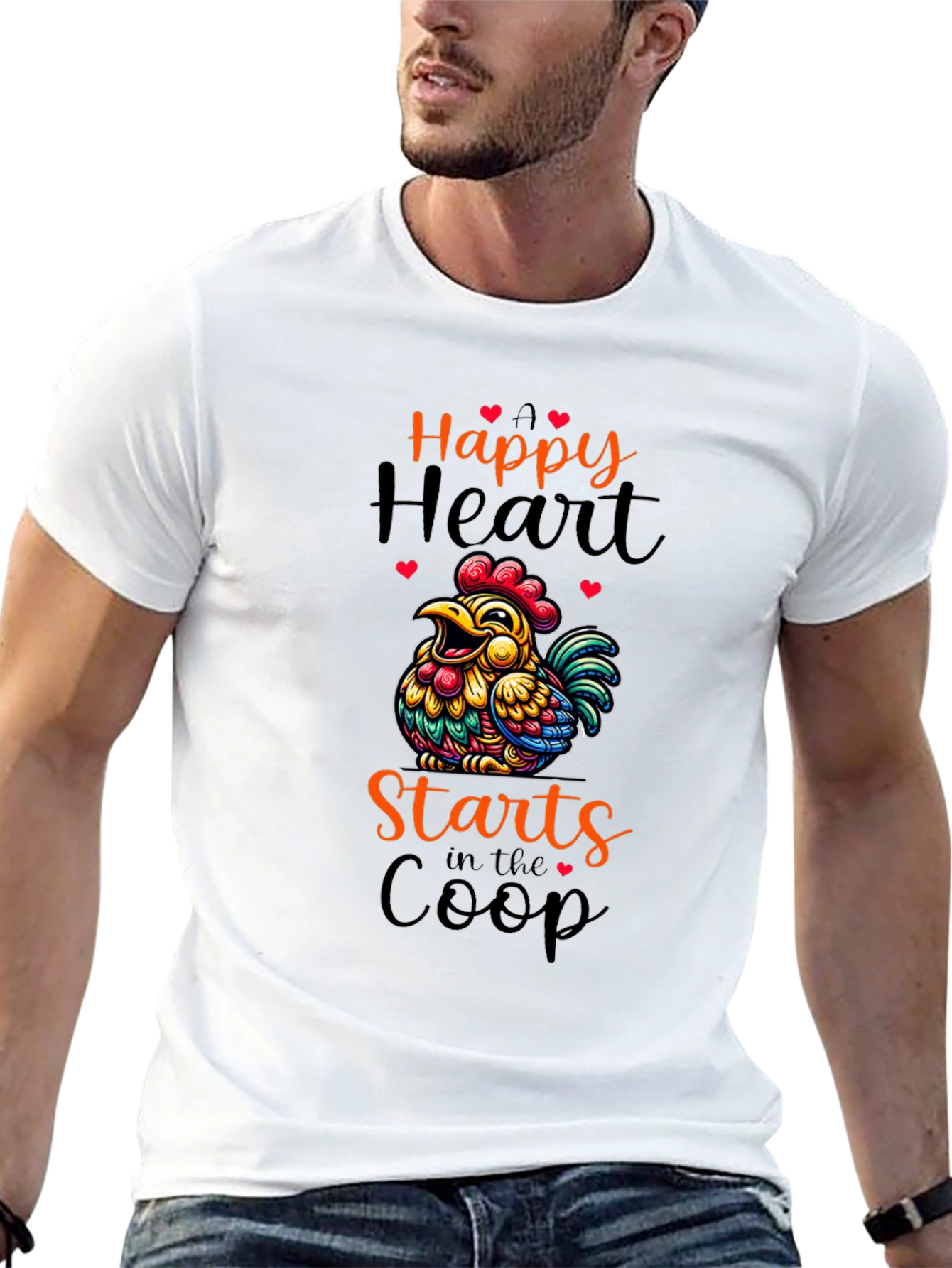 Happy Heart Chicken Coop Graphic Tee
