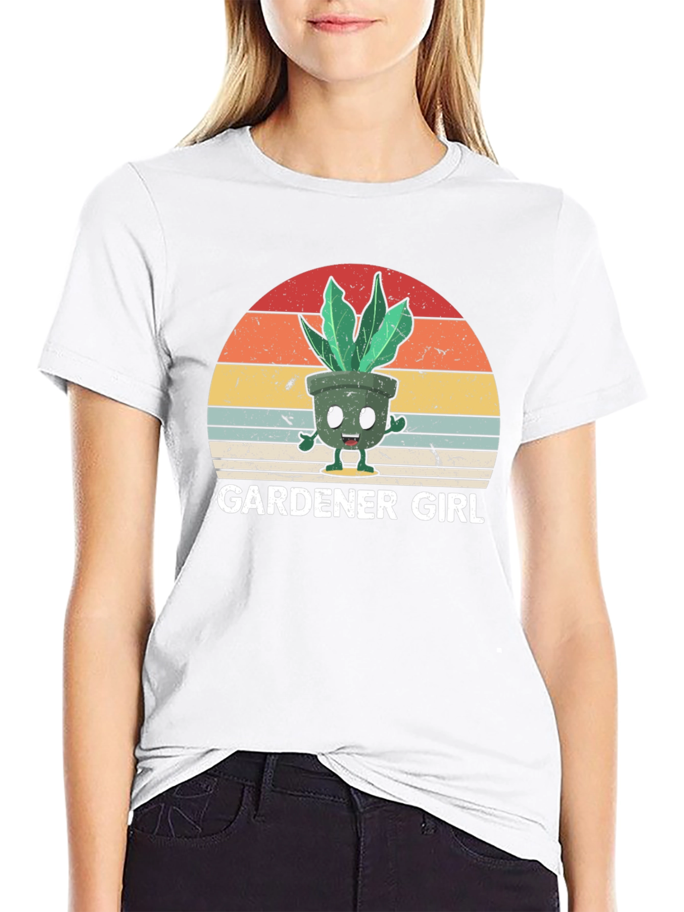 Gardener Girl Plant Retro T-Shirt
