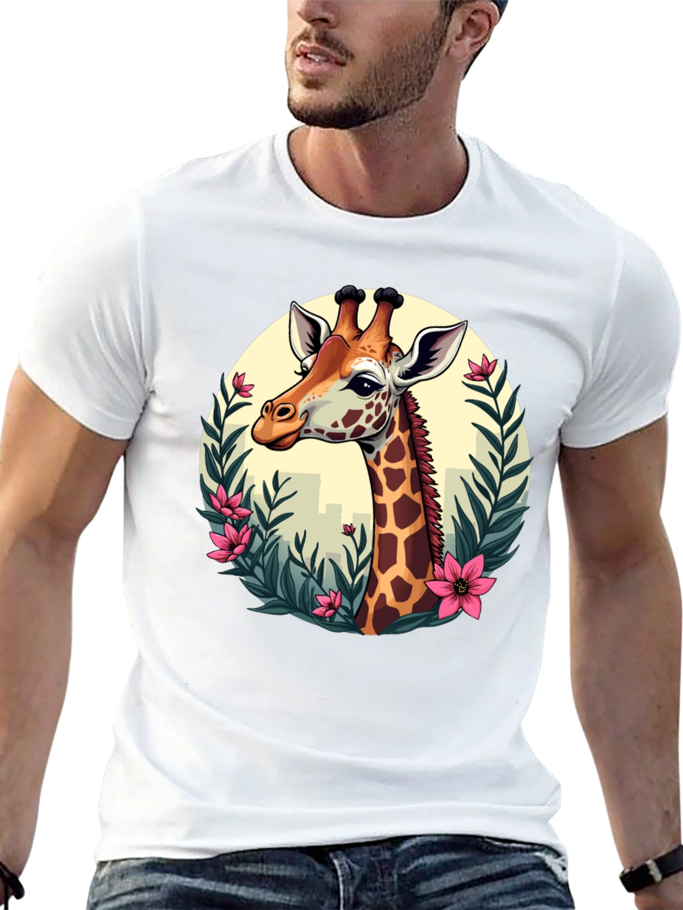 Giraffe Portrait Graphic T-Shirt - Unisex Casual Tee