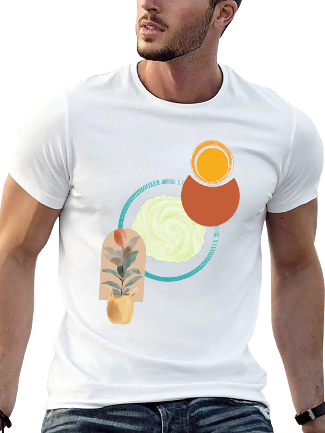 Abstract Geometric Graphic T-Shirt - Modern Style