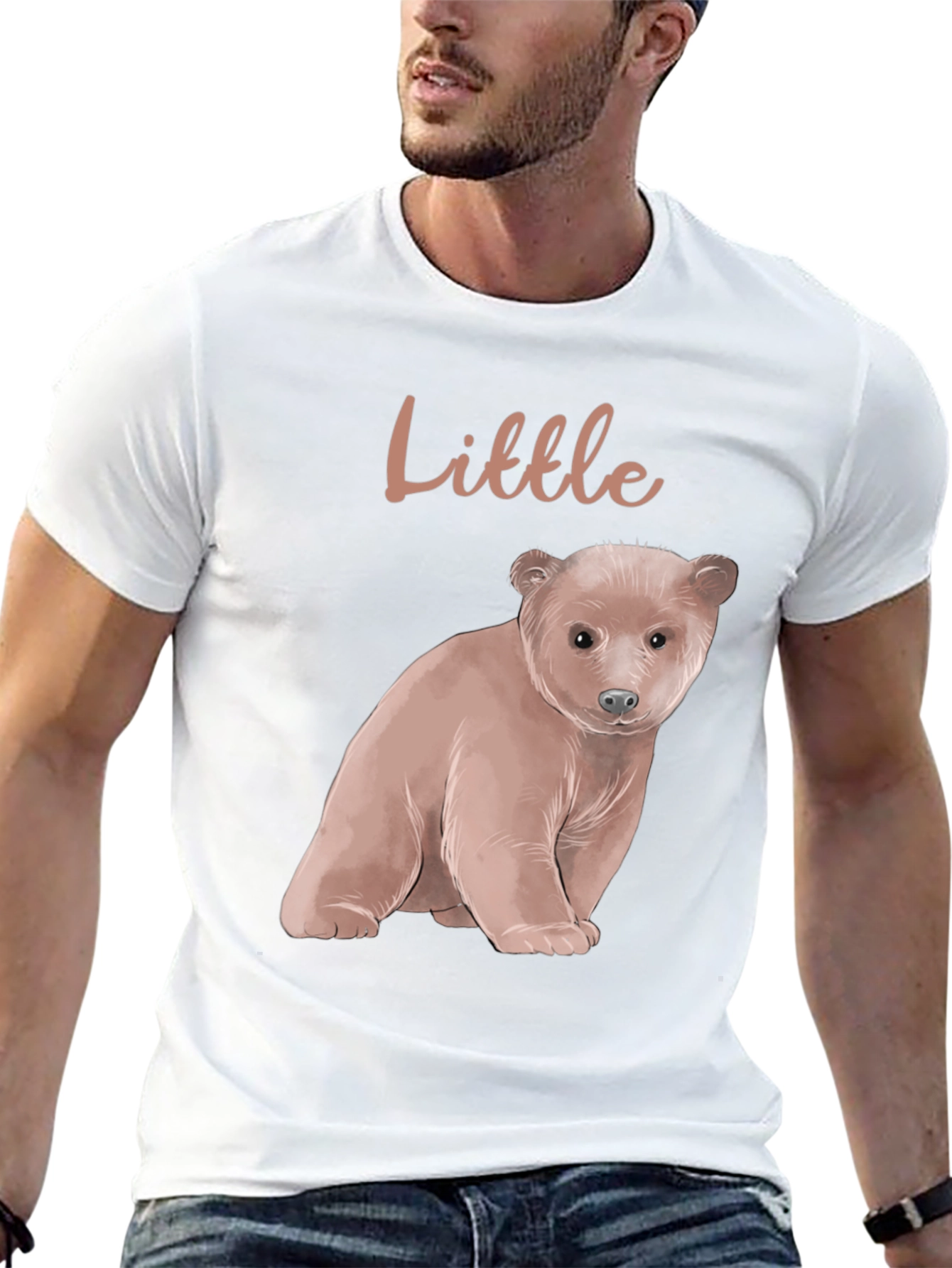 Little Bear Graphic Tee - Black Cotton Blend Shirt
