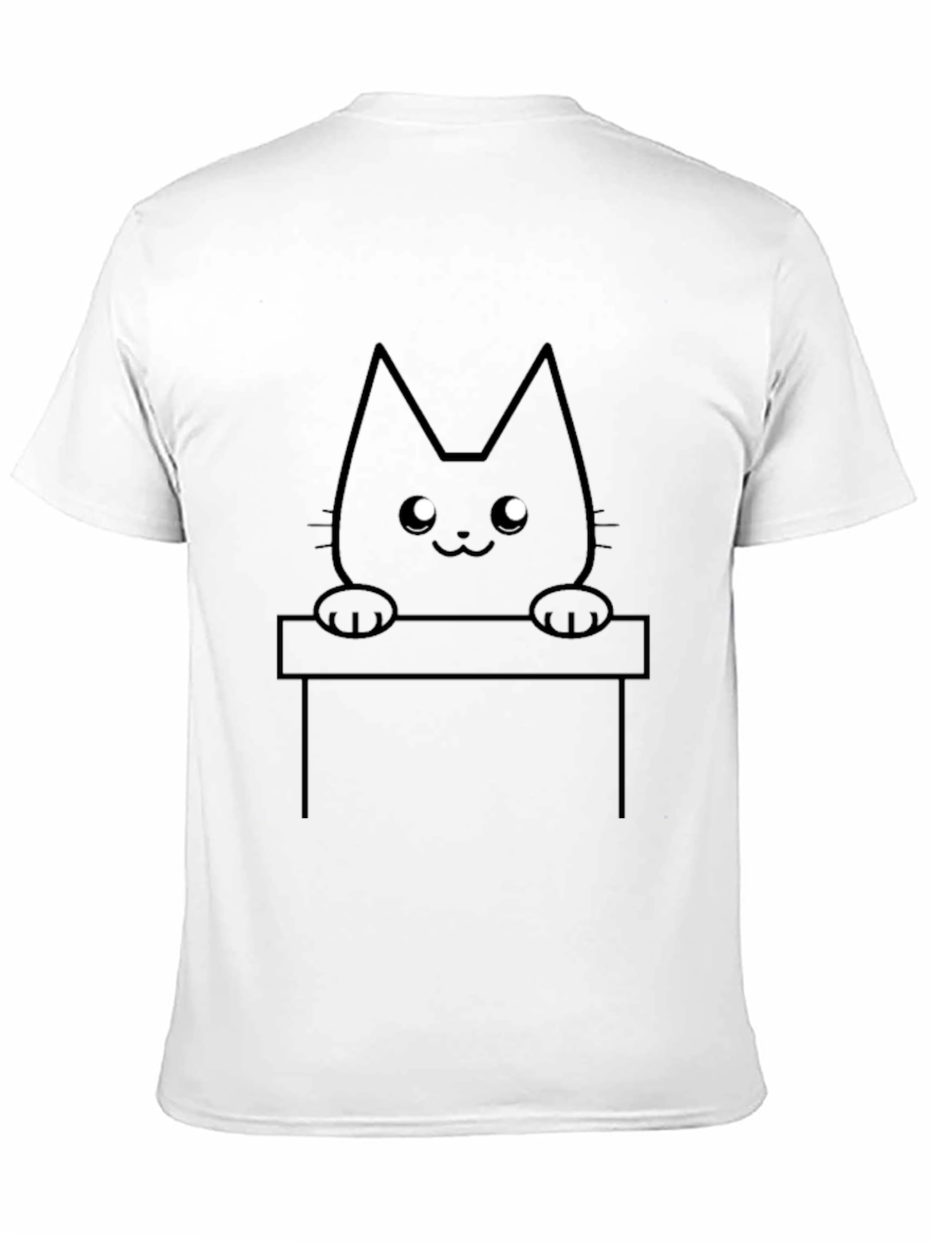 Cute Cat Peekaboo Graphic T-Shirt - Black