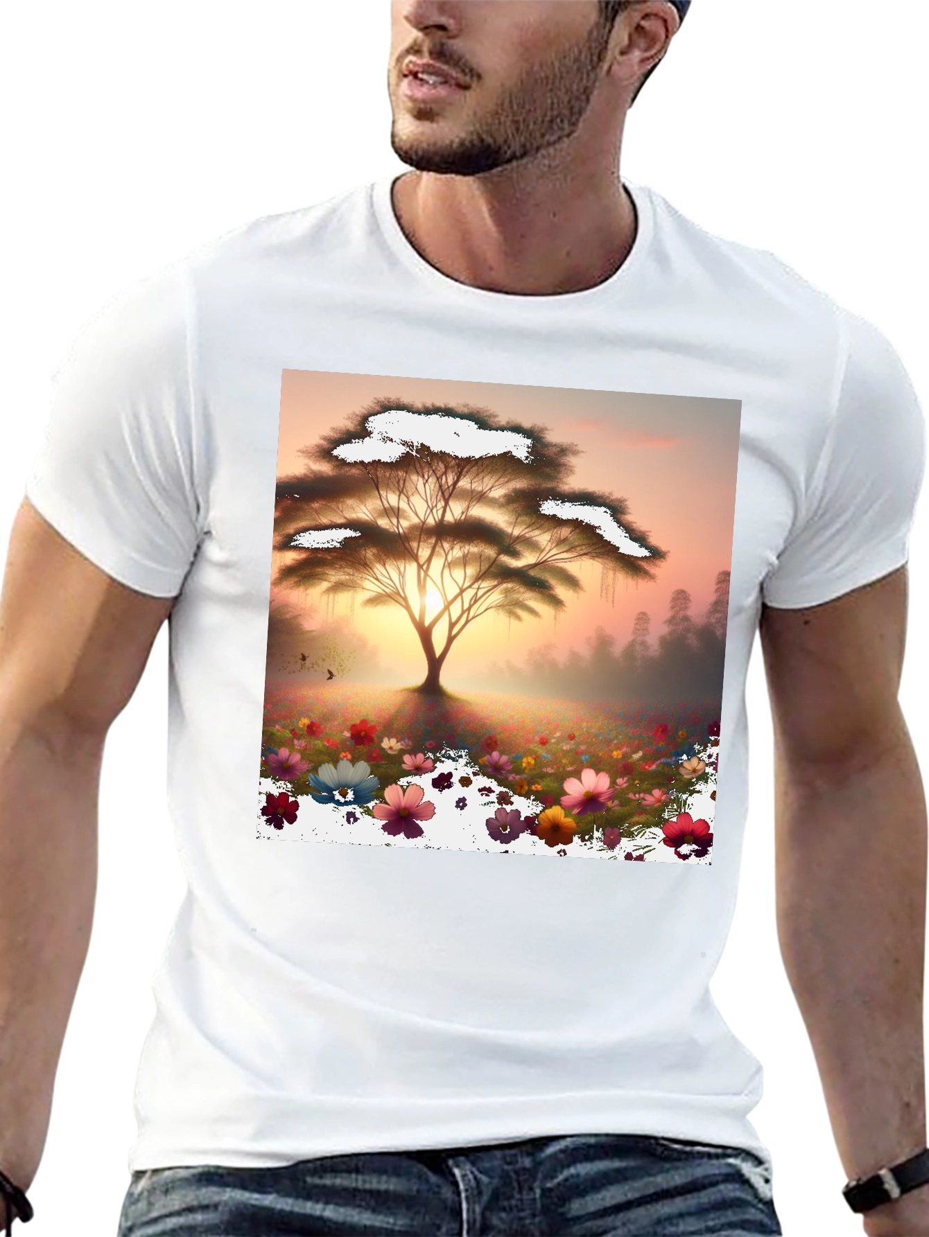 Sunset Bloom Tree Graphic Tee