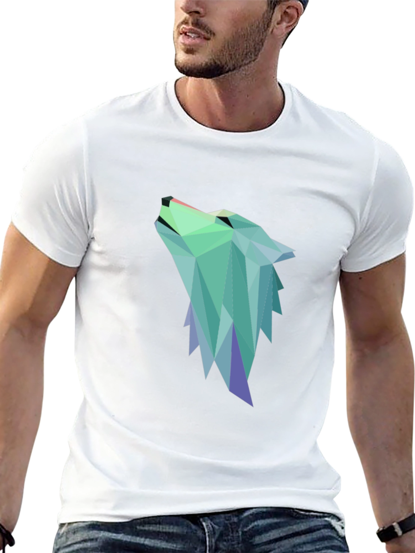 Geometric Wolf Graphic Tee - Modern Style