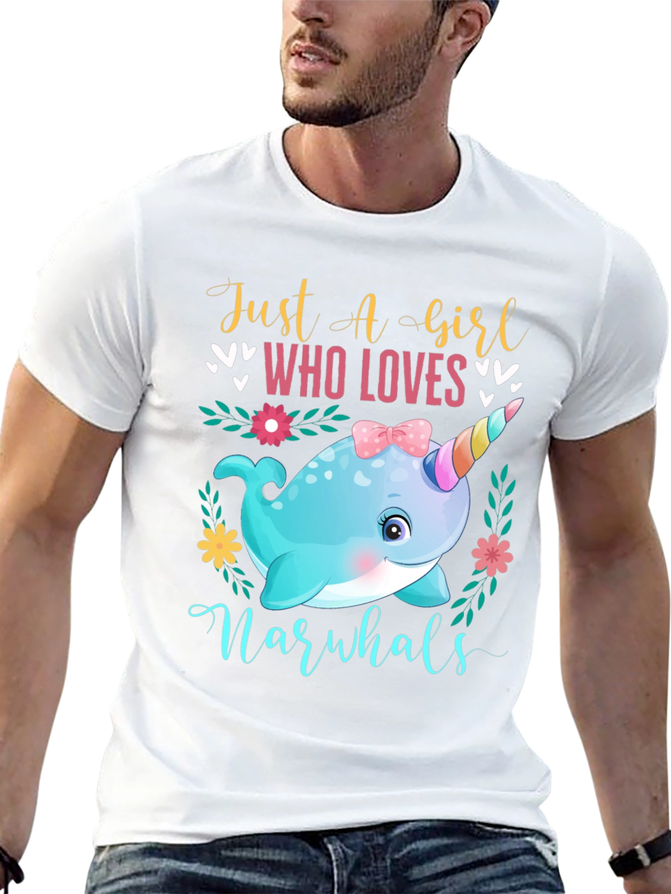 Girls Narwhal Lover T-Shirt - Cute Ocean Animal Tee