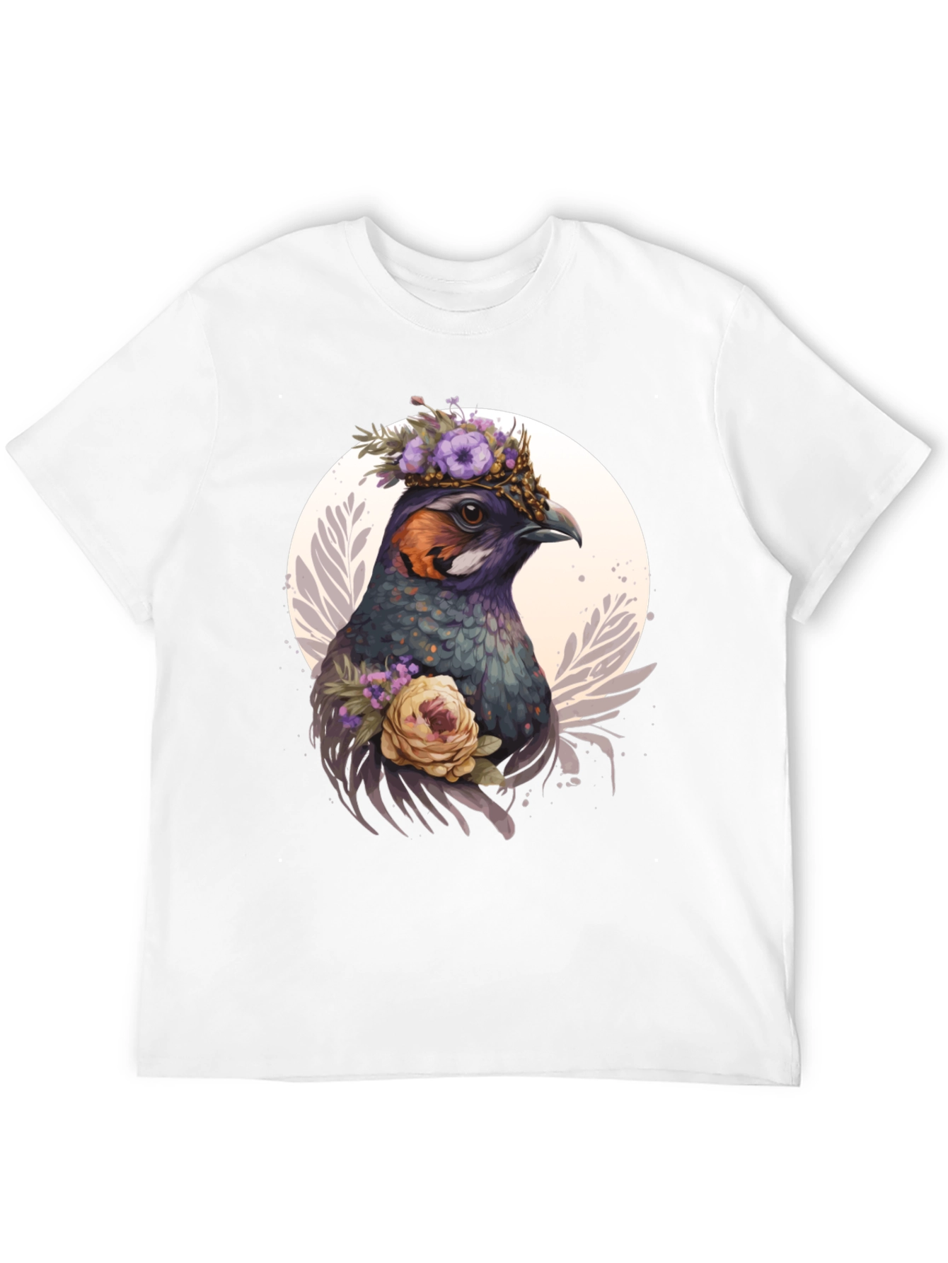 Floral Bird Graphic Tee - Unique Nature Design