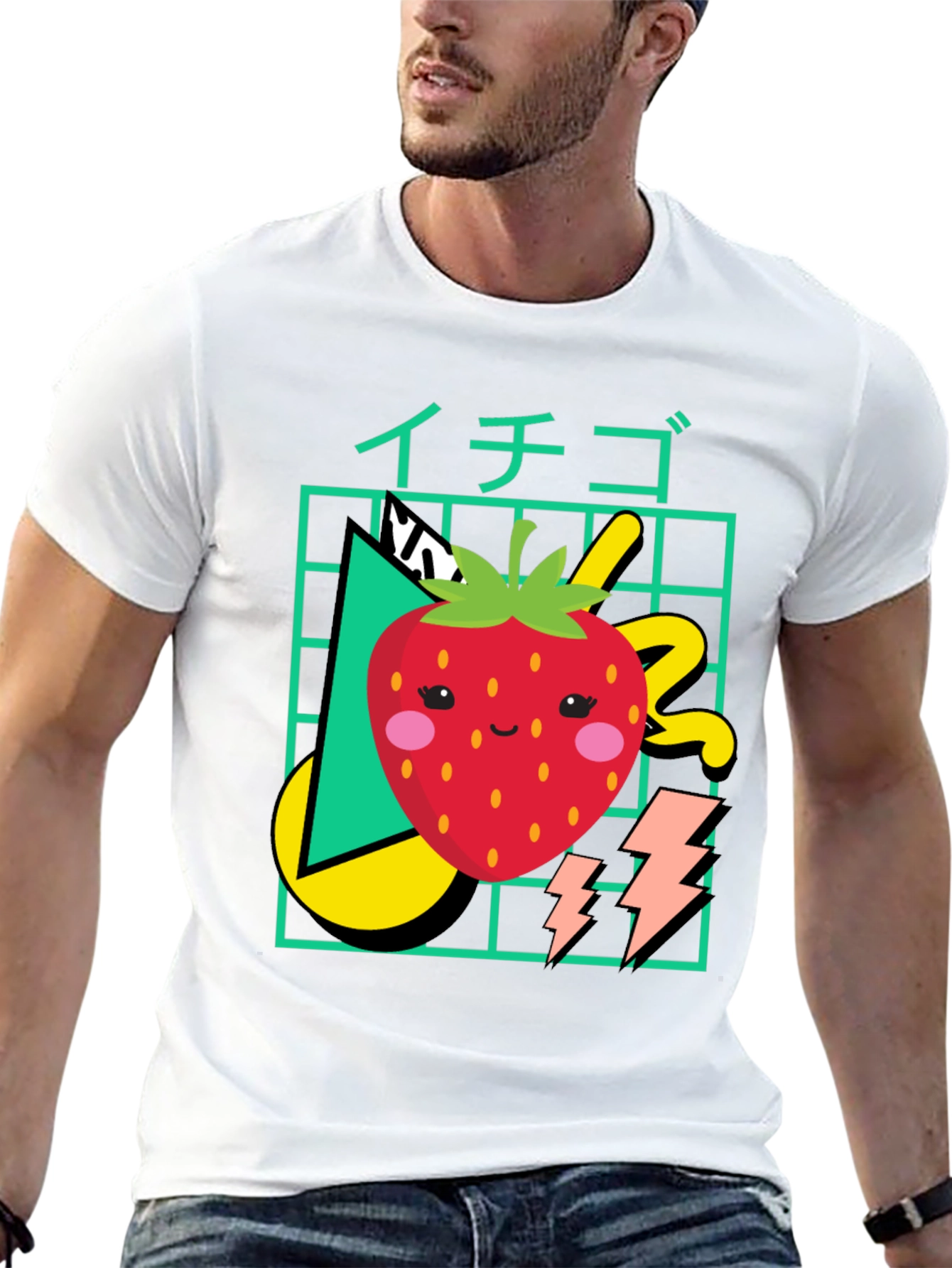 Kawaii Strawberry Graphic Tee - Retro 80s Style