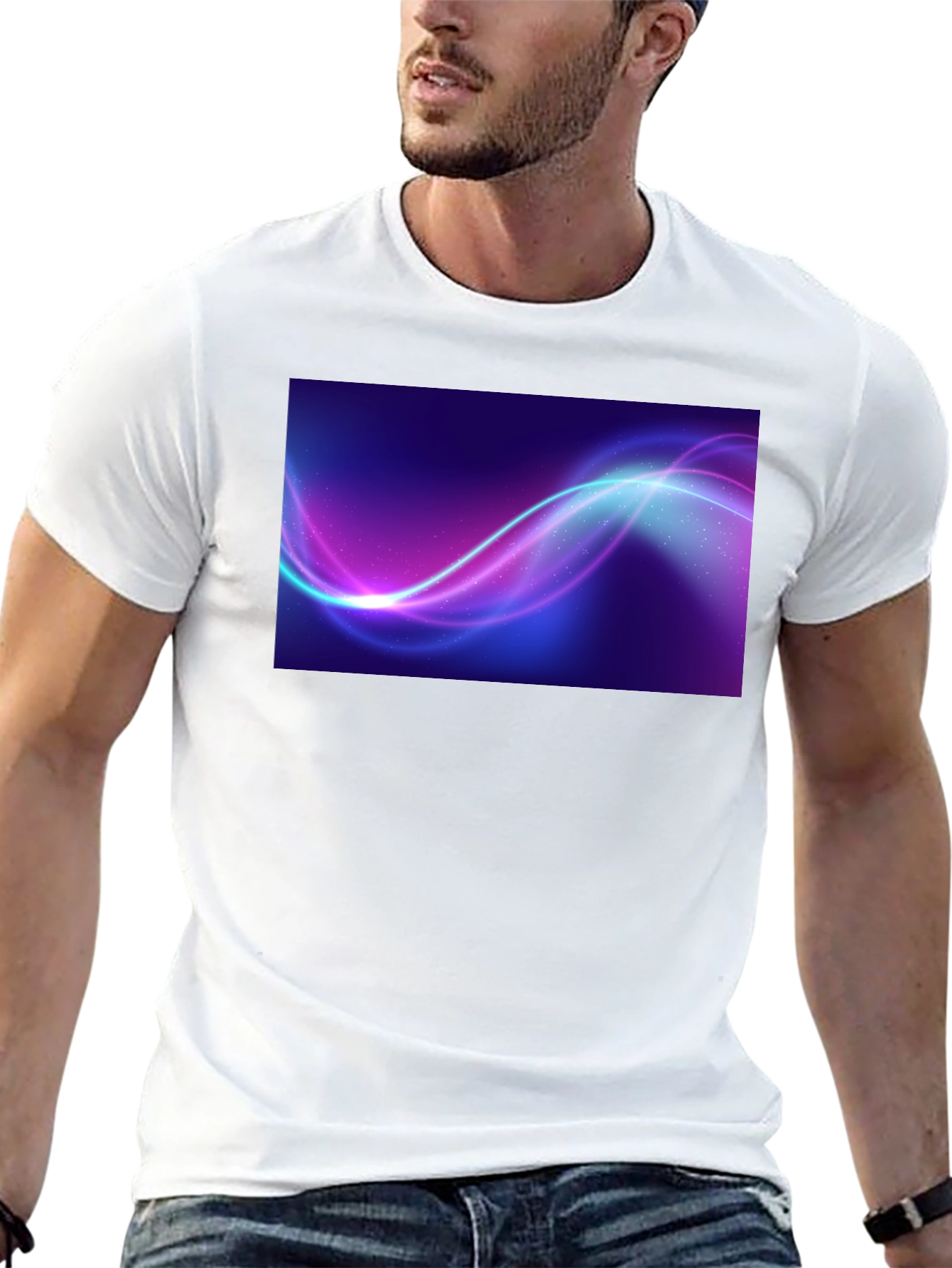 Abstract Wave Graphic Black T-Shirt