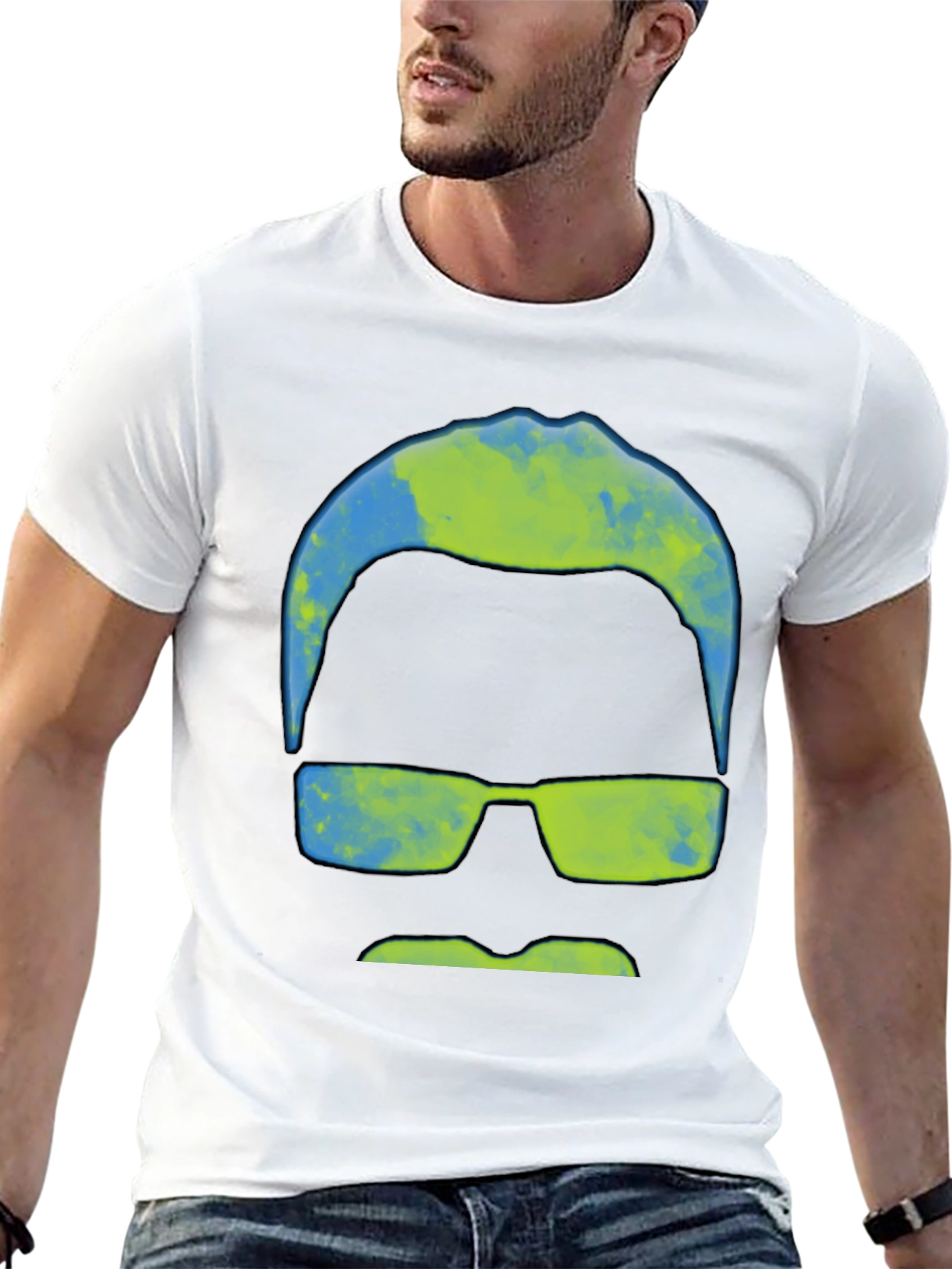Abstract Mustache & Shades Graphic Tee