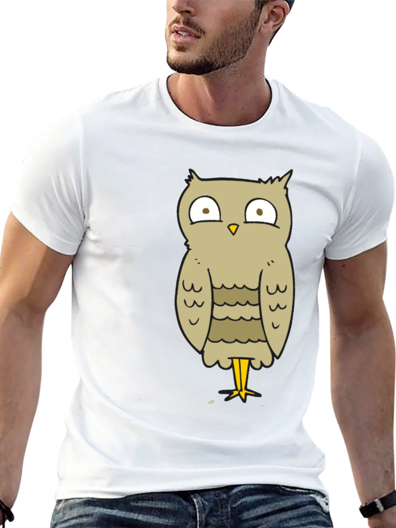 Funny Owl Cartoon T-Shirt - Unisex Black Tee