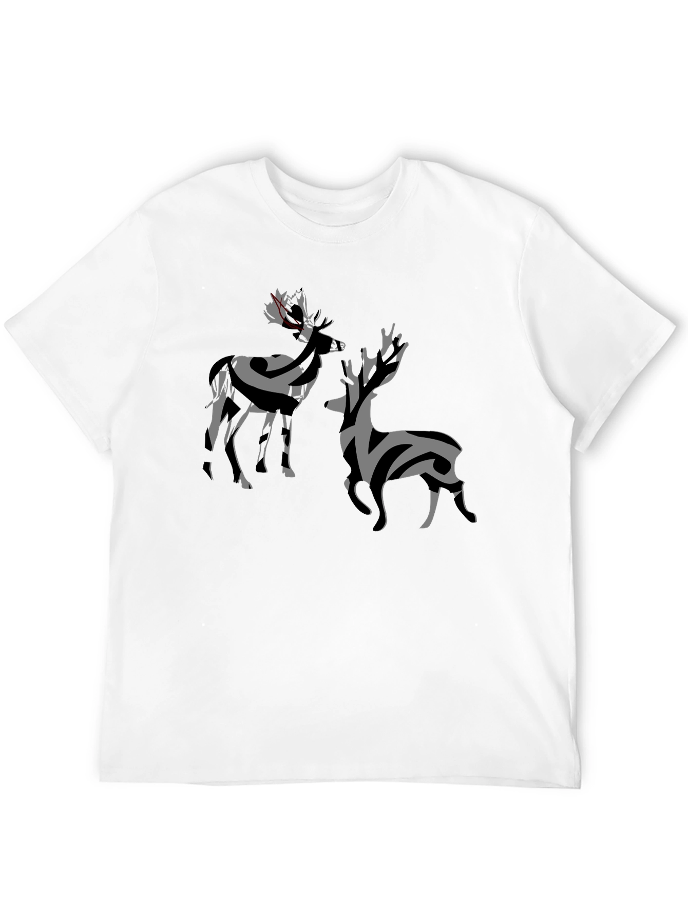 Abstract Deer Graphic Tee - Stylish Black T-Shirt
