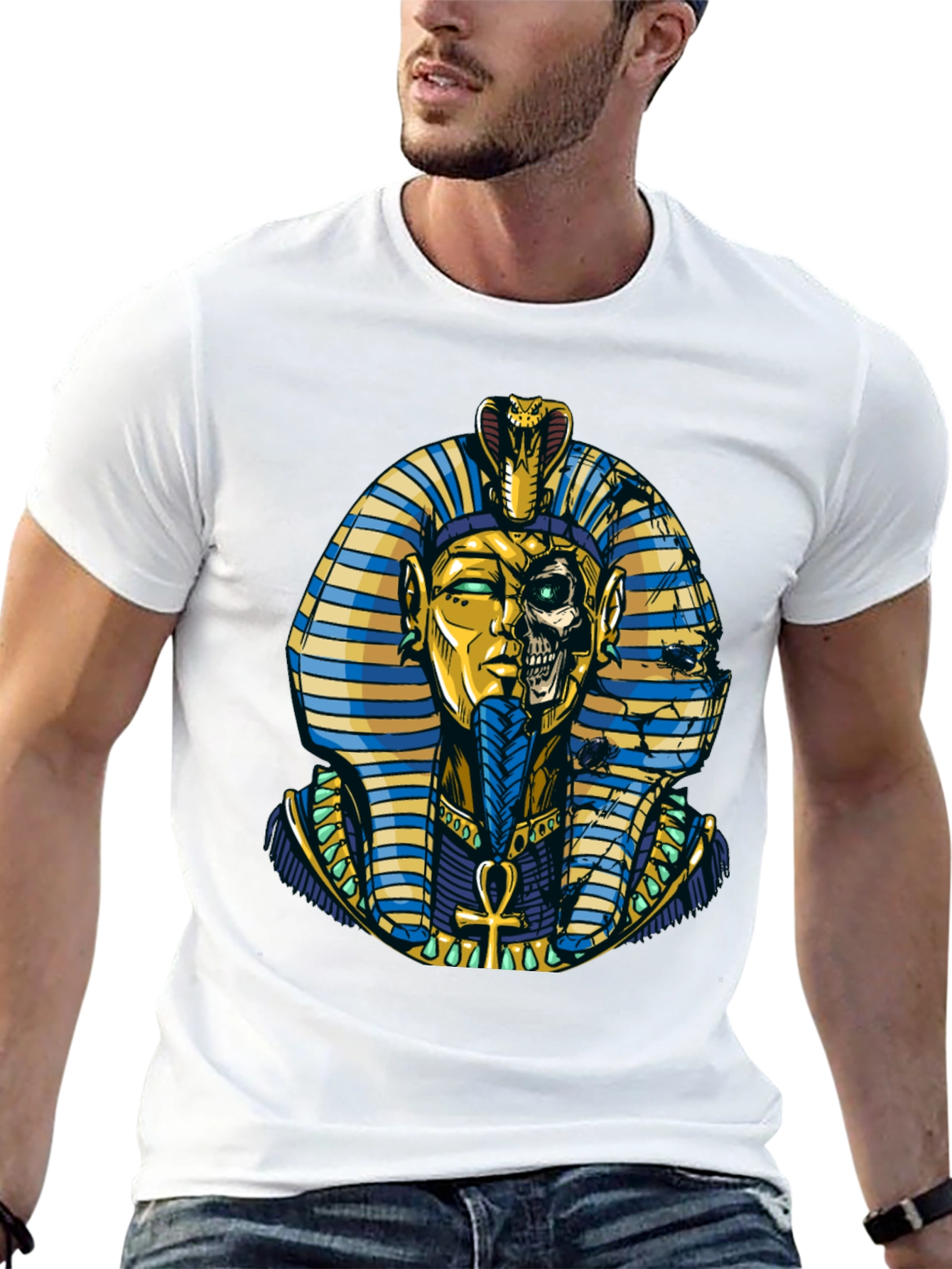 Pharaoh Skull Graphic Print Tee
