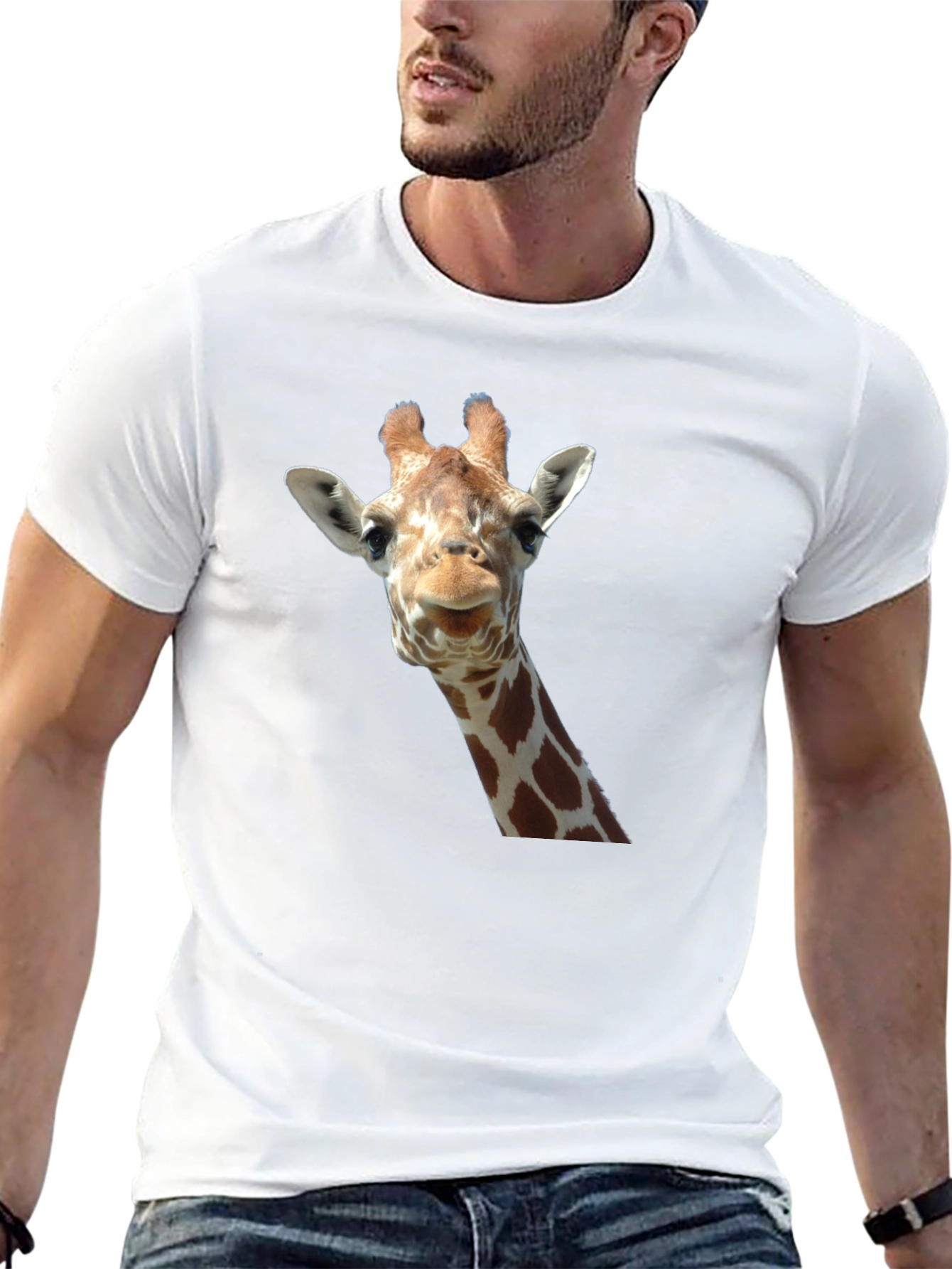 Giraffe Head Graphic Print Black T-Shirt