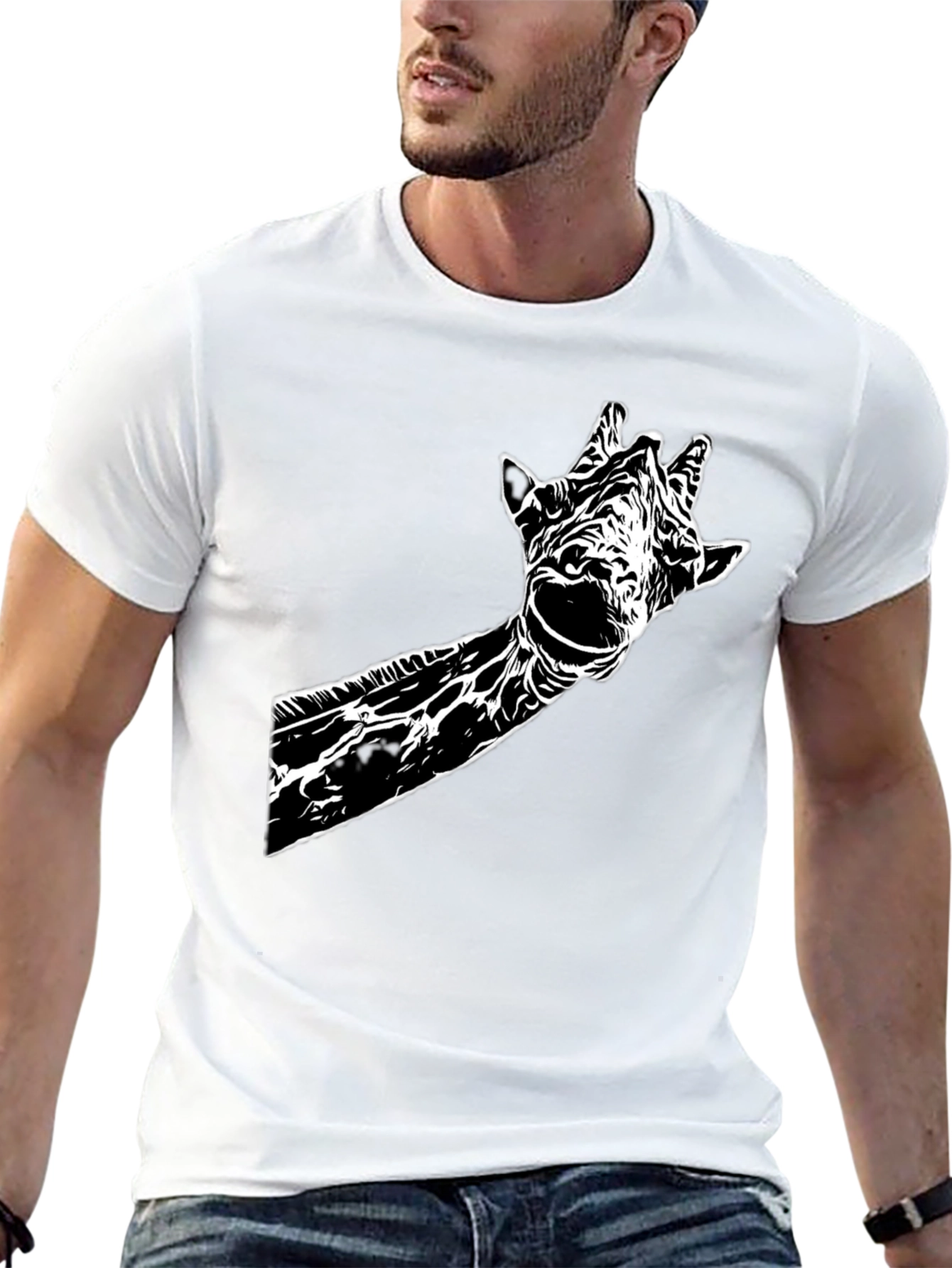Giraffe Graphic Tee - Stylish Black Cotton T-Shirt