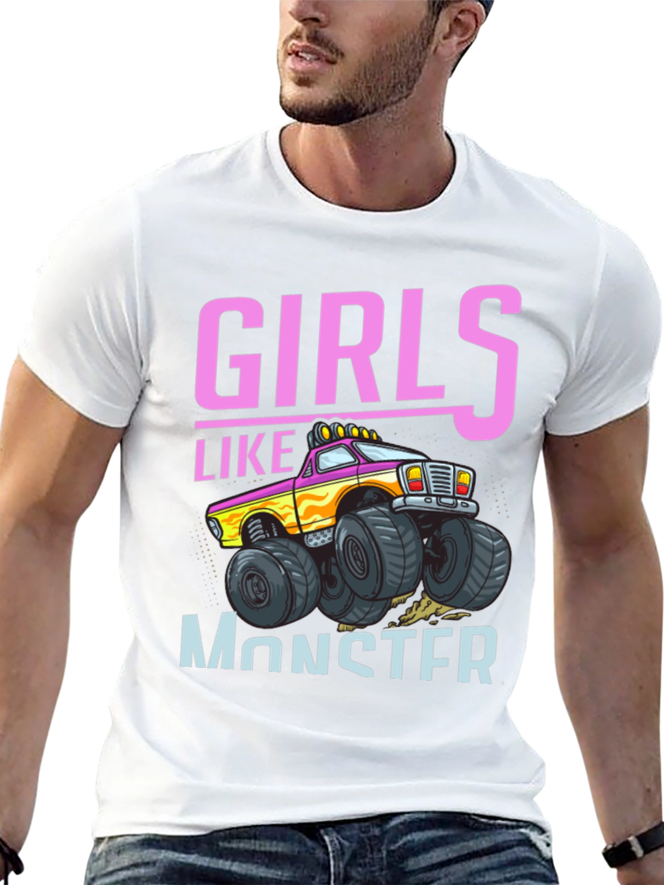 Girls Like Monster Trucks Black Graphic Tee