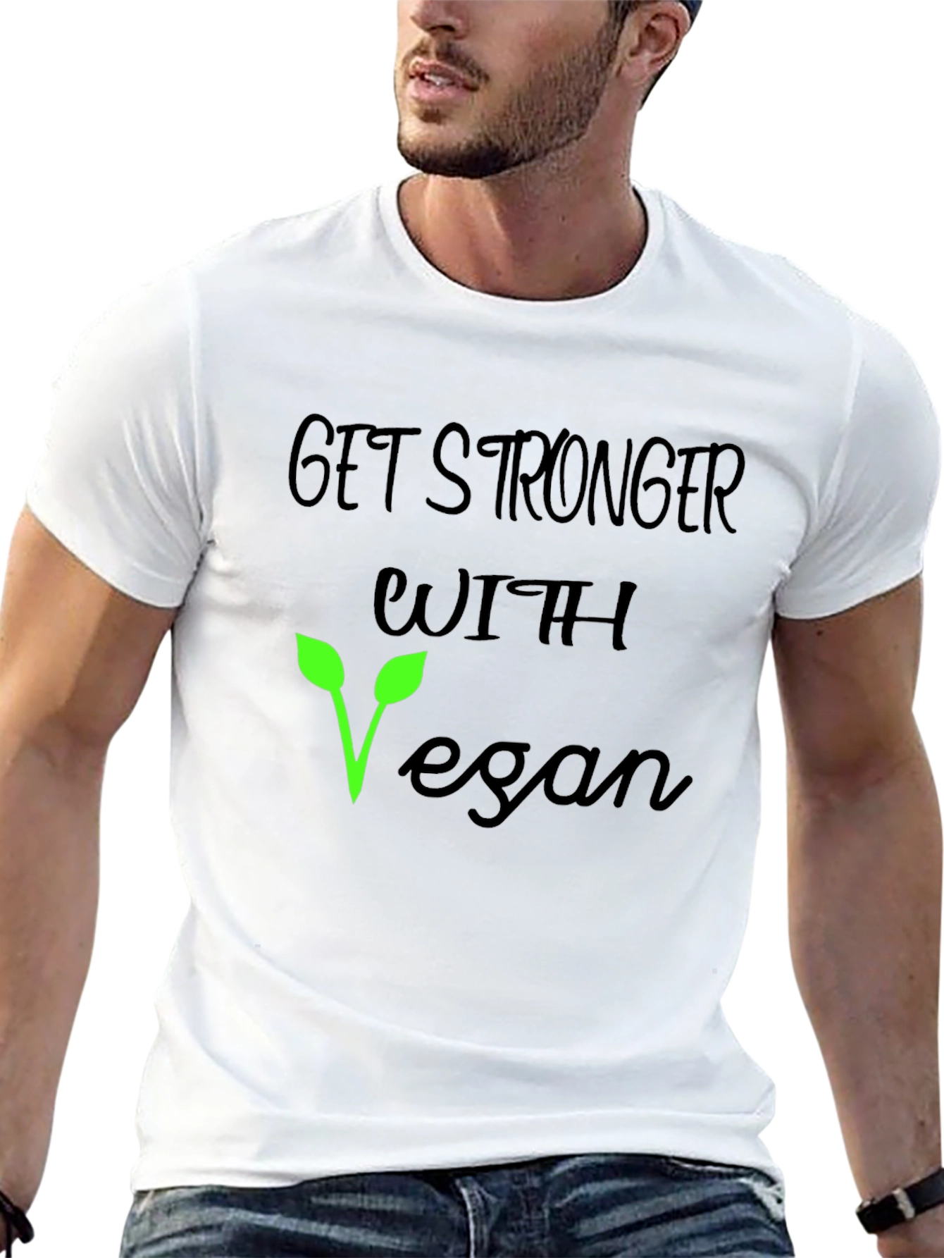 Get Stronger Vegan T-Shirt - Black Cotton Tee