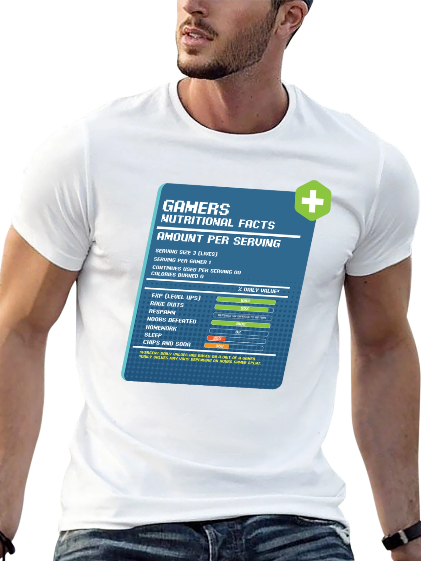 Gamer Nutritional Facts Graphic T-Shirt