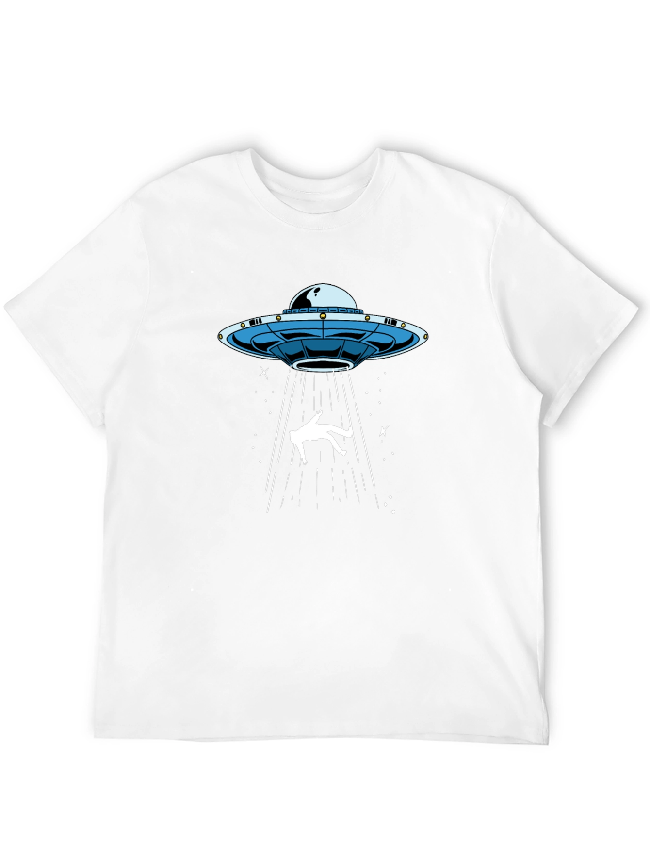 UFO Abduction Graphic Tee - Black Cotton T-Shirt