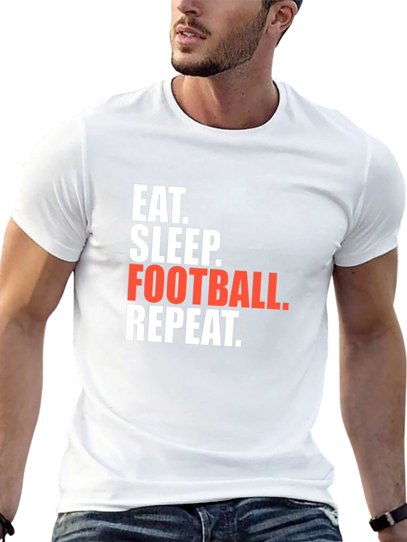 Eat Sleep Football Repeat Black Graphic T-Shirt