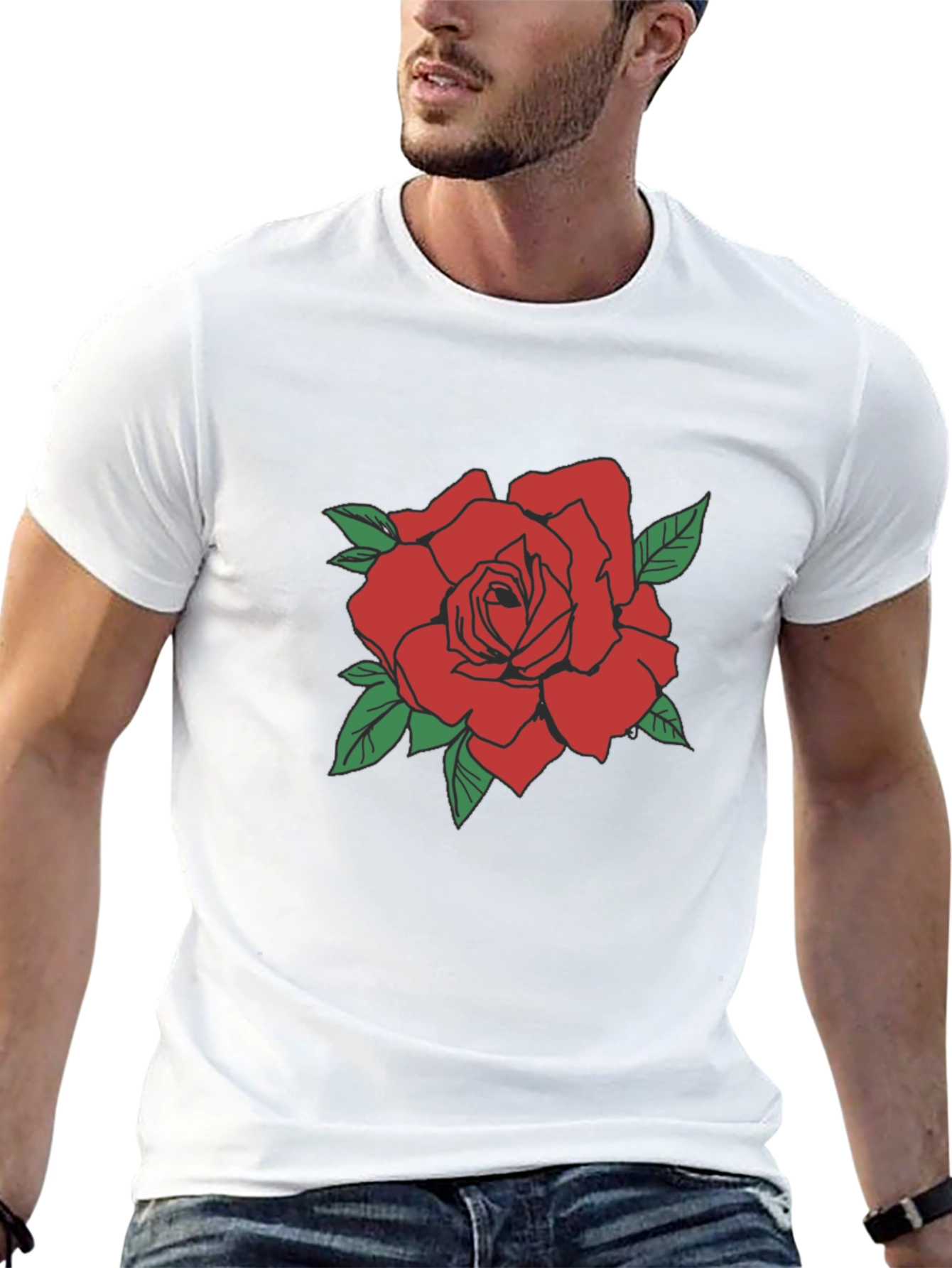 Red Rose Graphic Tee - Classic Black T-Shirt