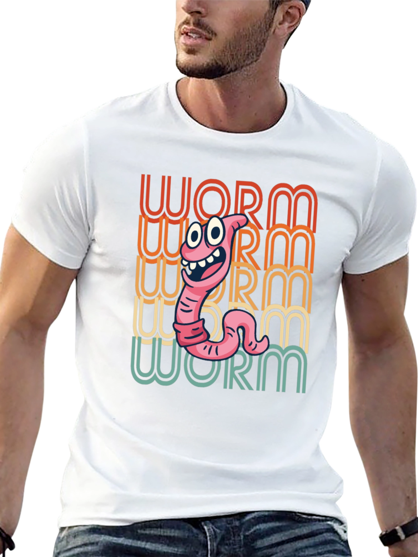 Funny Worm Graphic Tee - Black Cotton T-Shirt