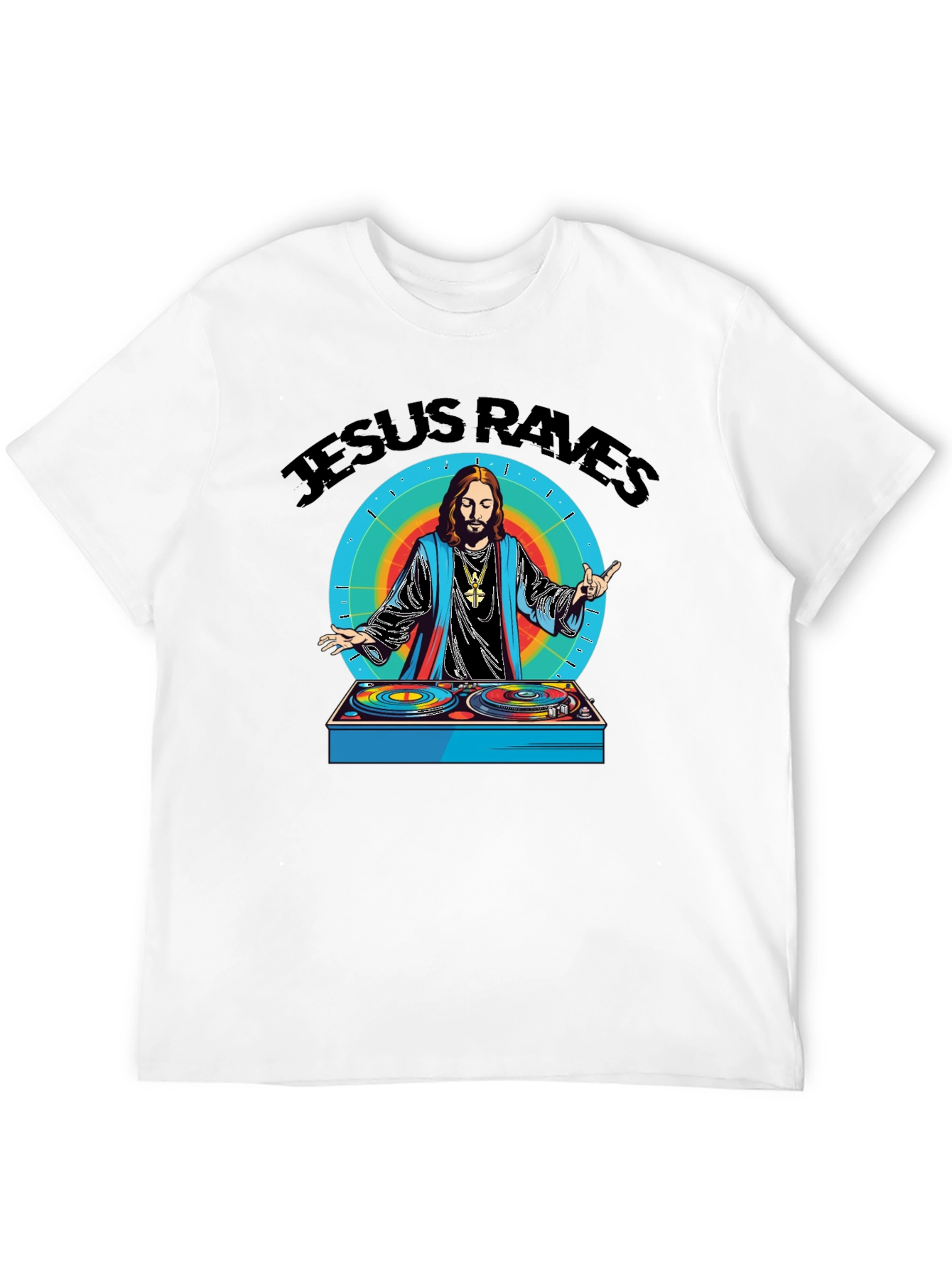 Jesus Raves Graphic Tee - Black Cotton T-Shirt
