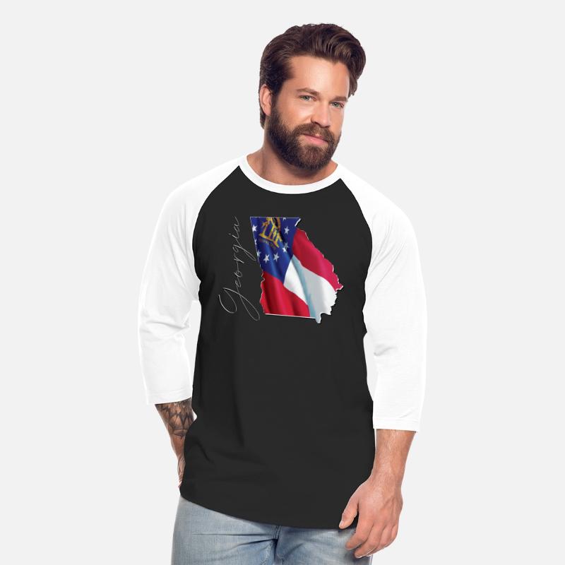 Georgia State Flag in Georgia State Map GA