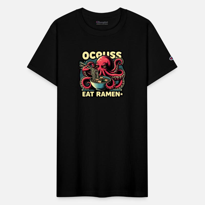 giant monster octopus eat ramen lover noodle bowl