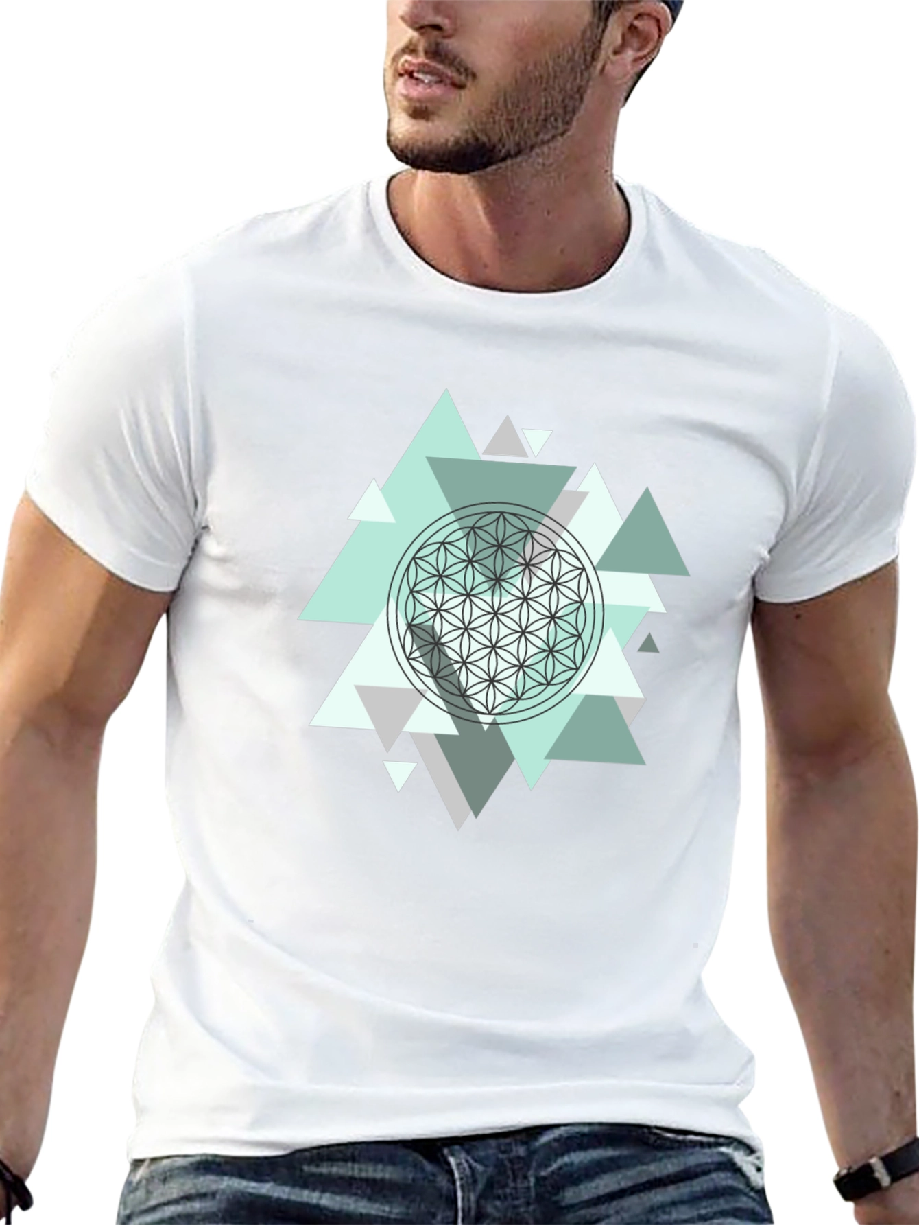 Geometric Flower of Life Mens T-Shirt