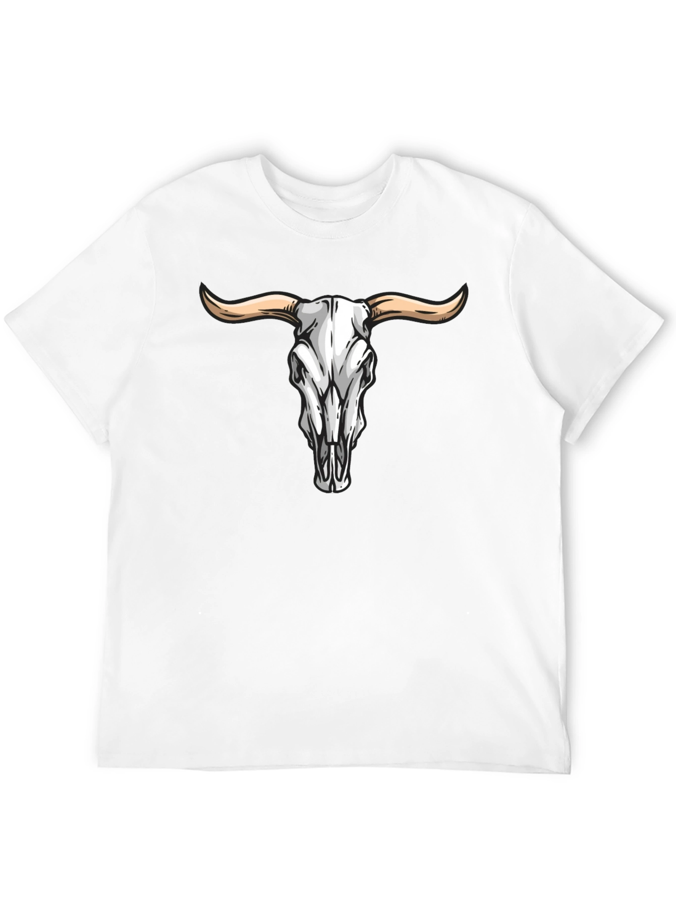 Bull Skull Graphic Tee - Western Style Black T-Shirt