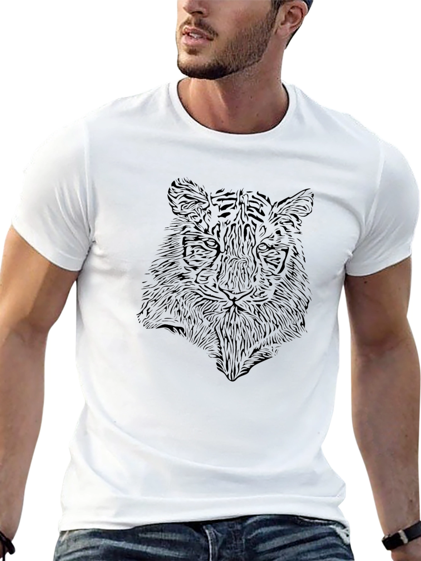 Abstract Tiger Print Black T-Shirt