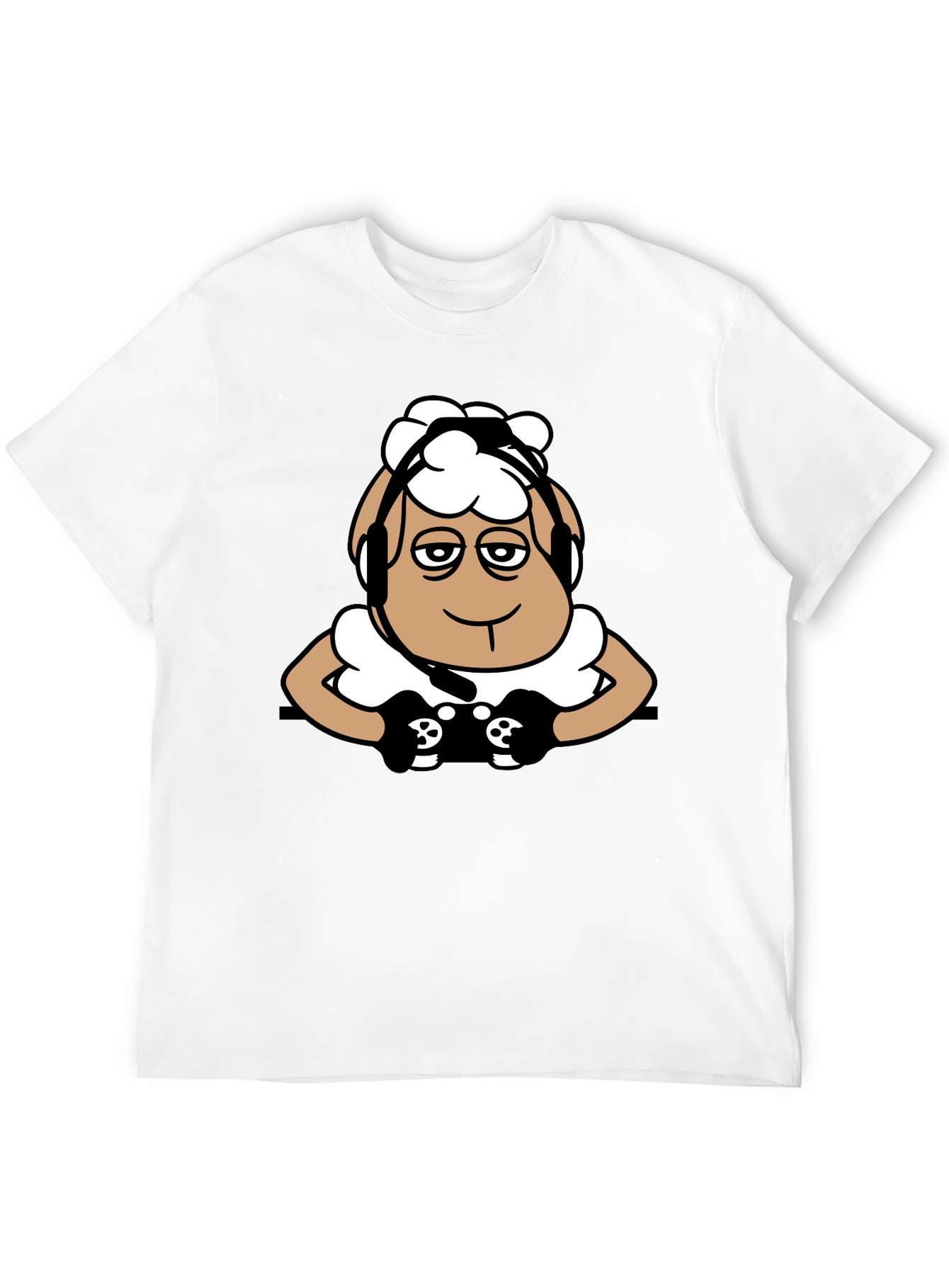 Gamer Sheep Graphic Tee - Black Cotton T-Shirt