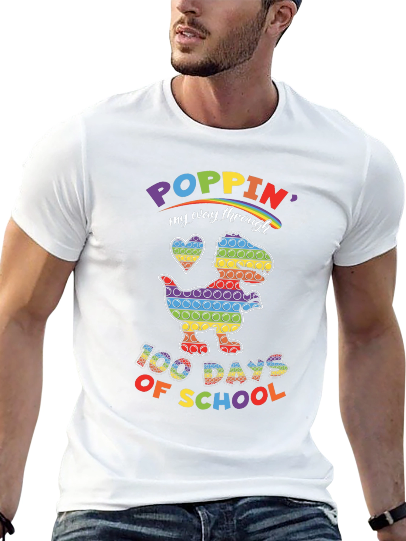 100 Days of School Poppin Dinosaur T-Shirt