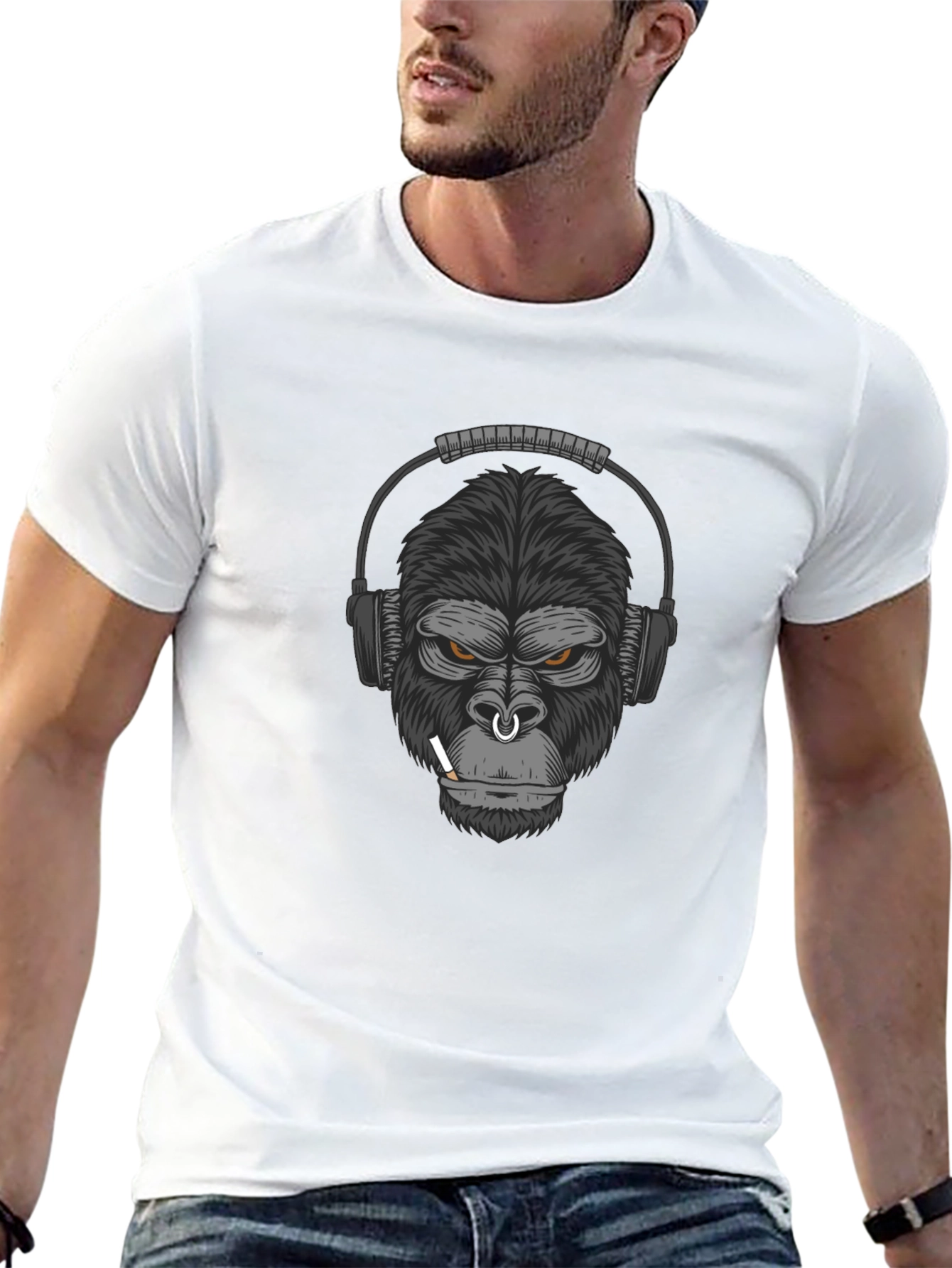 Gorilla Headphone Graphic T-Shirt