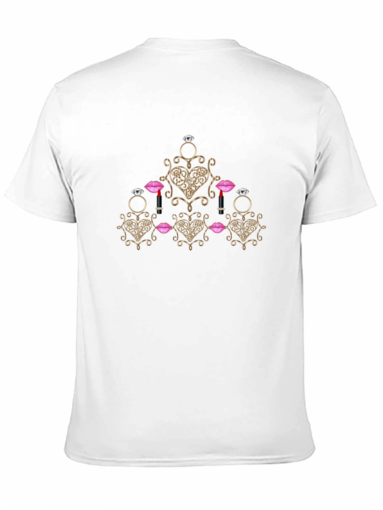Glamorous Heart & Jewel Print Black T-Shirt