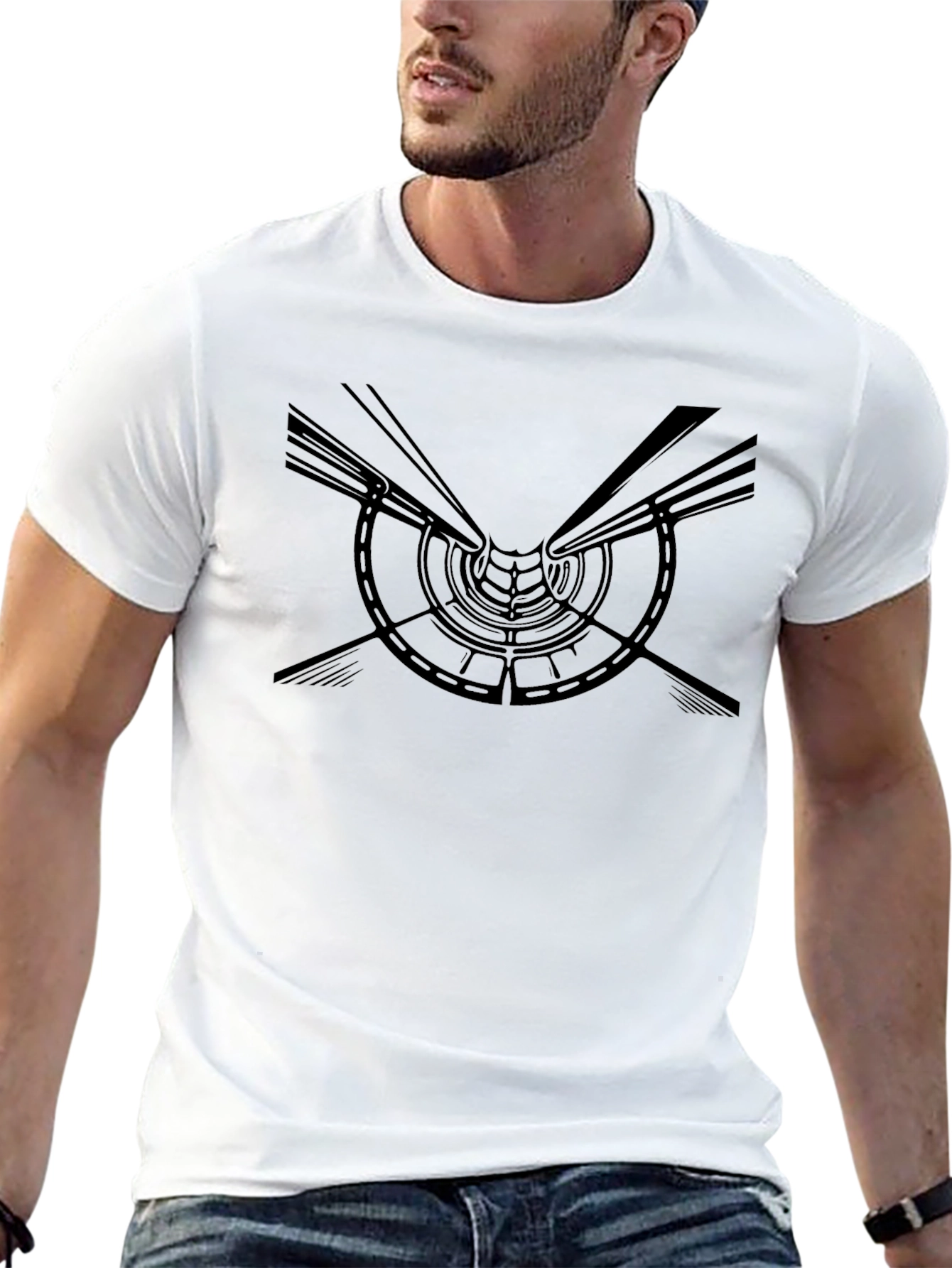 Abstract Tunnel Design Black T-Shirt