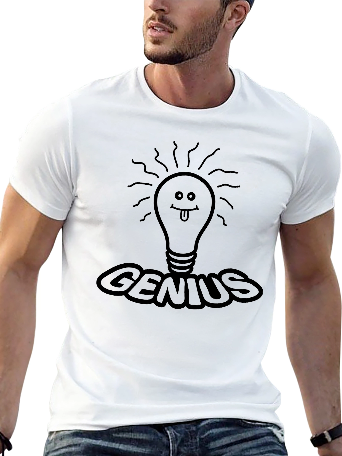 Genius Lightbulb Graphic Tee - Black Novelty T-Shirt