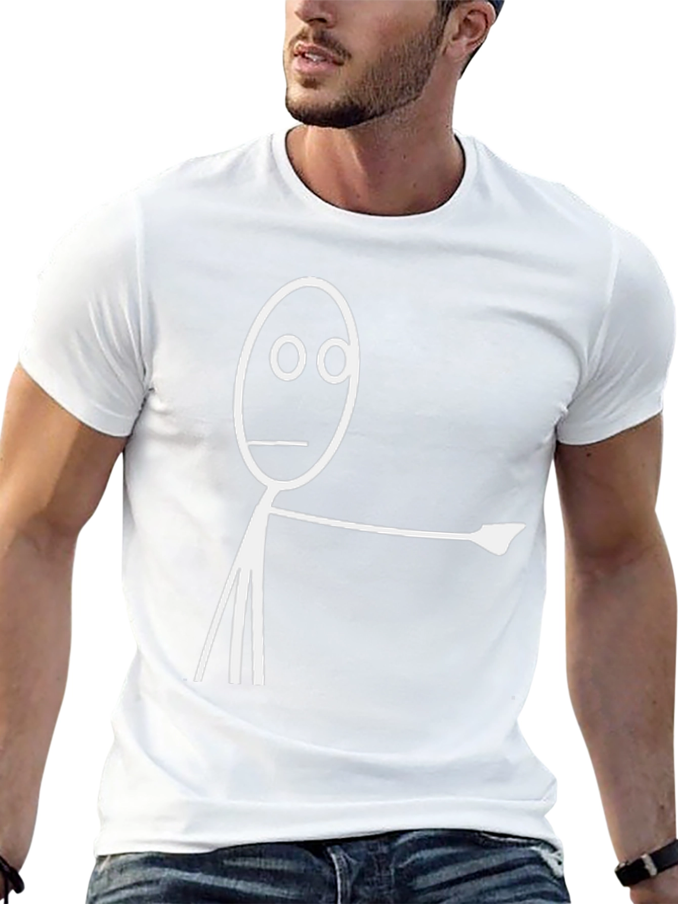 Funny Stick Figure Pointing Black T-Shirt