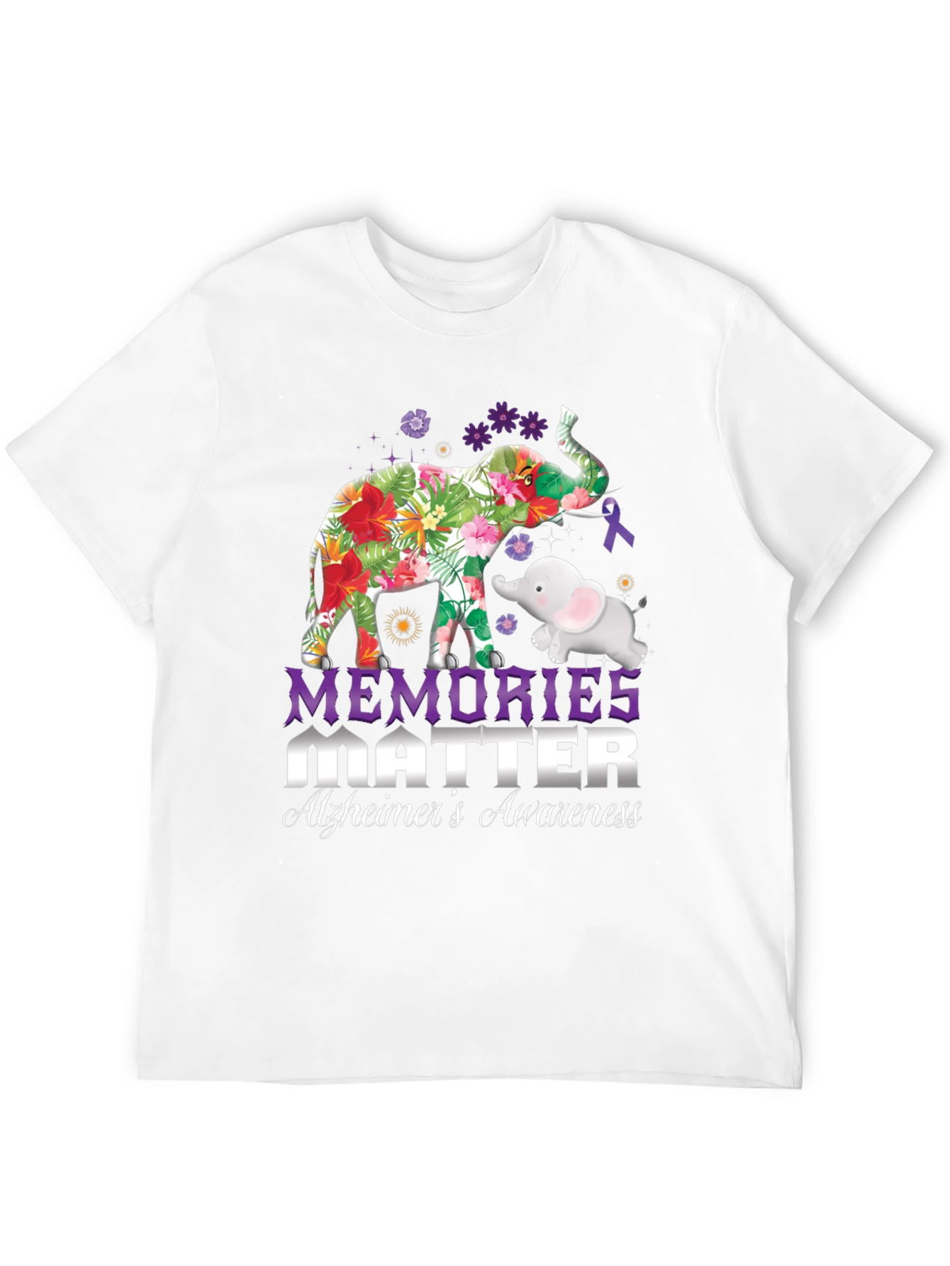 Alzheimers Awareness Elephant Graphic Tee
