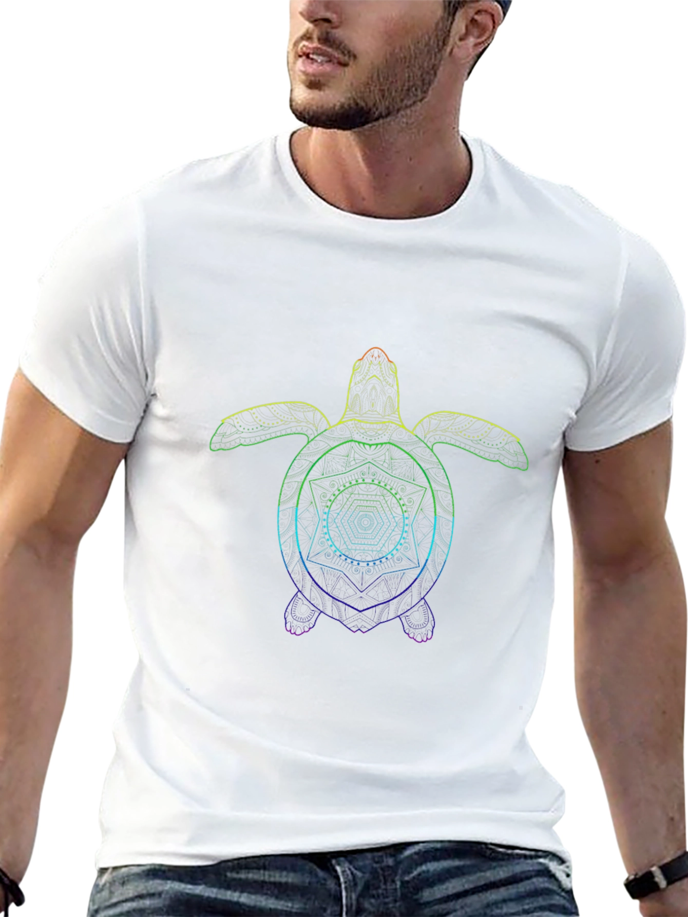 Rainbow Turtle Geometric T-Shirt