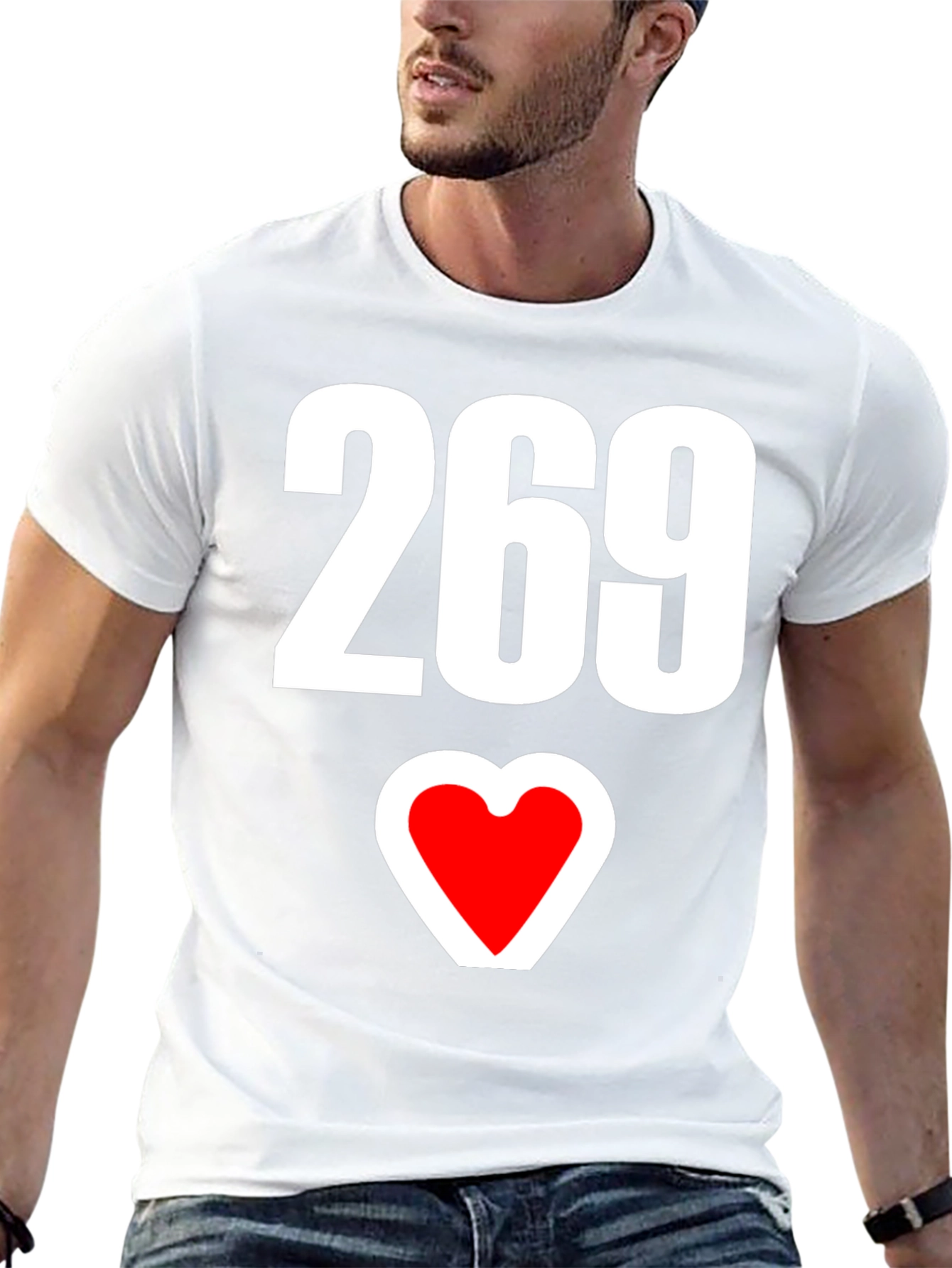 269 Heart Graphic Black Tee - Stylish & Unique
