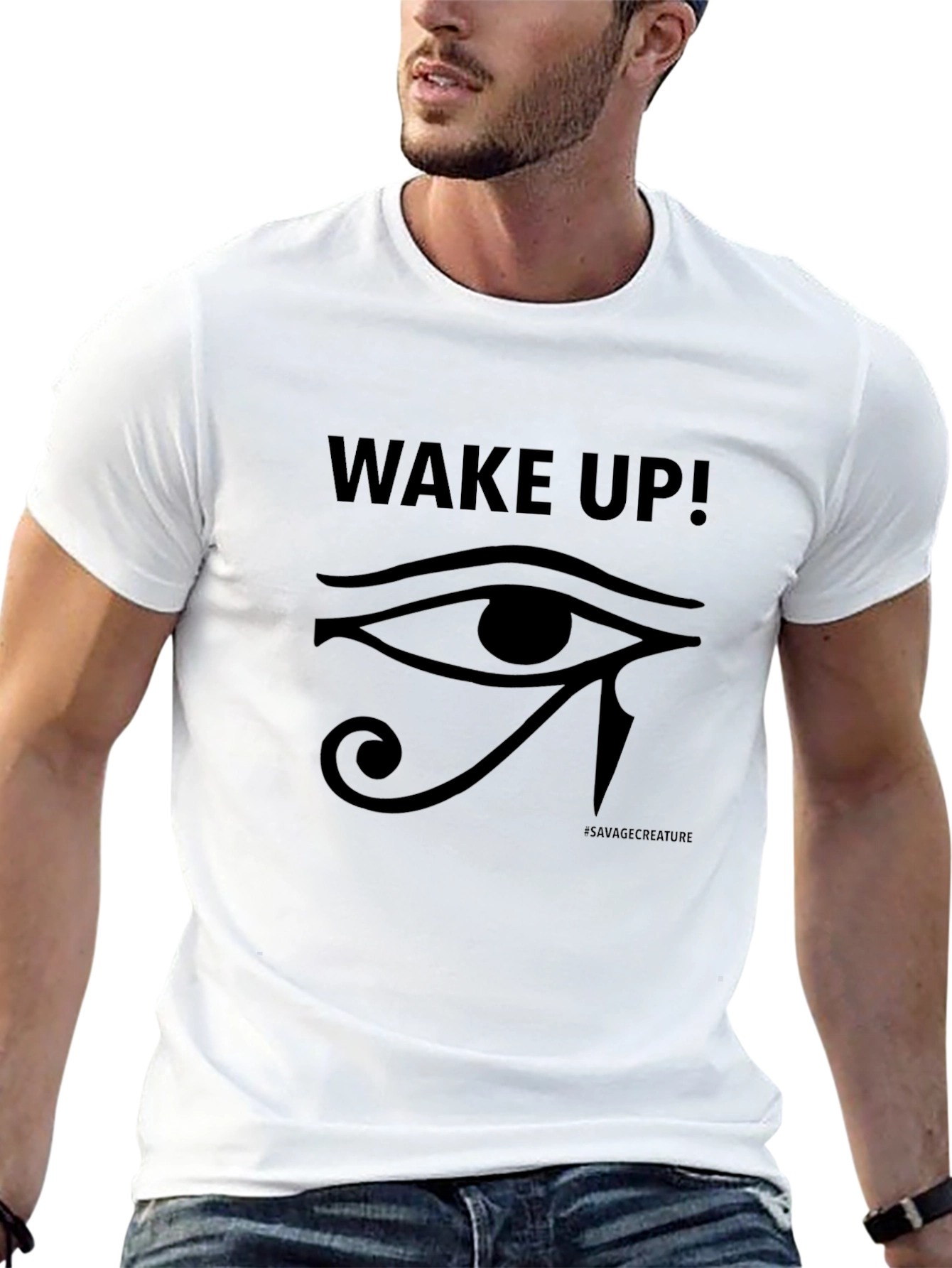 Wake Up Eye of Horus Black Graphic Tee