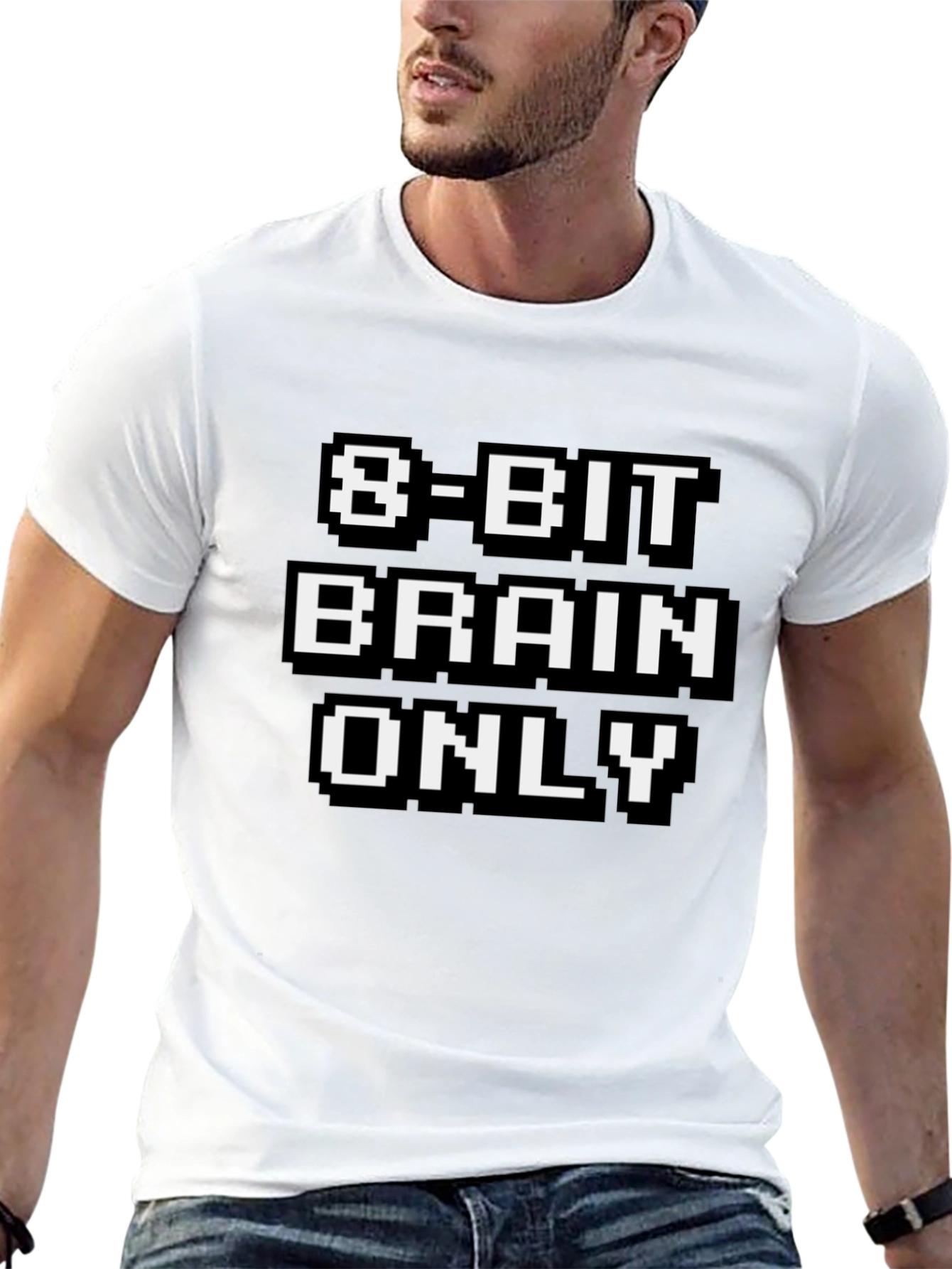 8-Bit Brain Only Funny Graphic T-Shirt