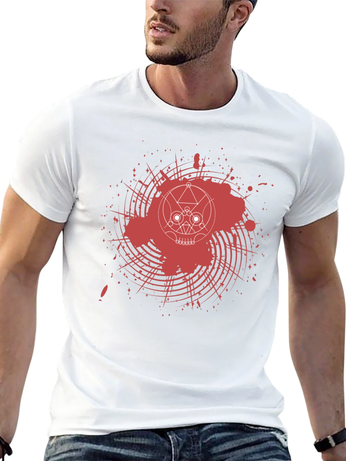 Abstract Skull Graphic Tee - Mens Black T-Shirt