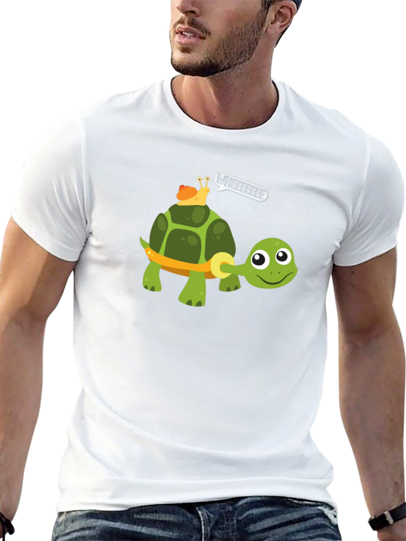 Funny Turtle & Snail Ride Graphic T-Shirt
