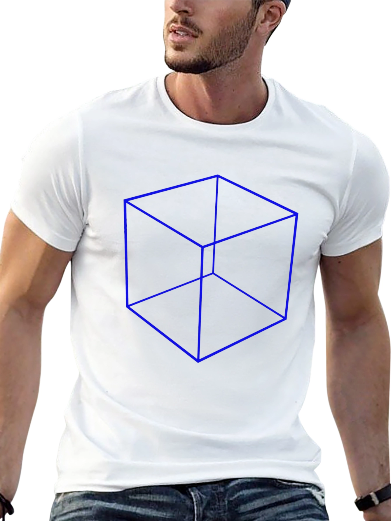 Geometric Cube Illusion T-Shirt - Modern Art Design
