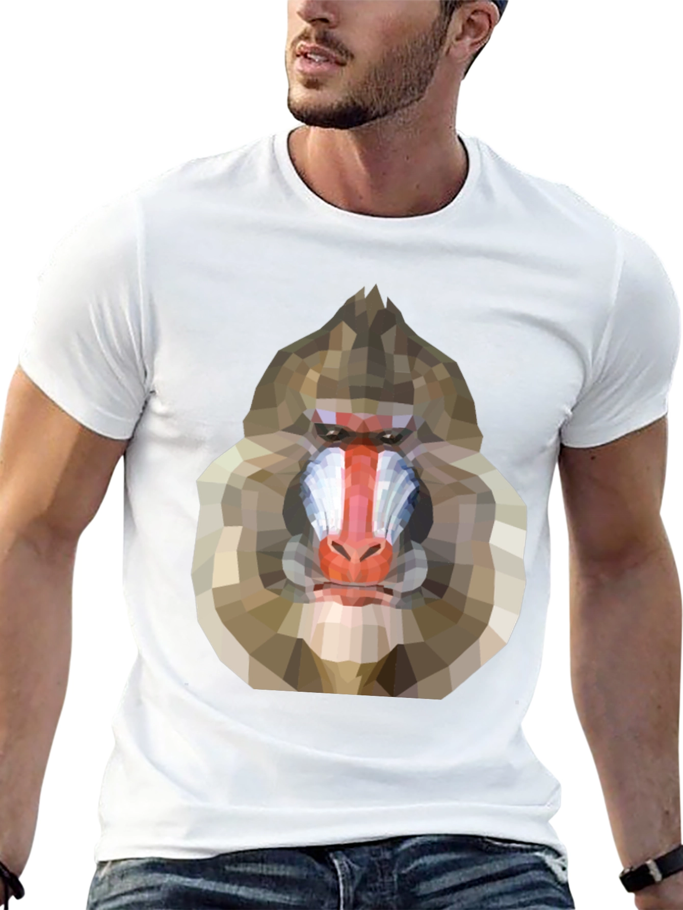 Geometric Mandrill Graphic Tee - Unique Art T-Shirt