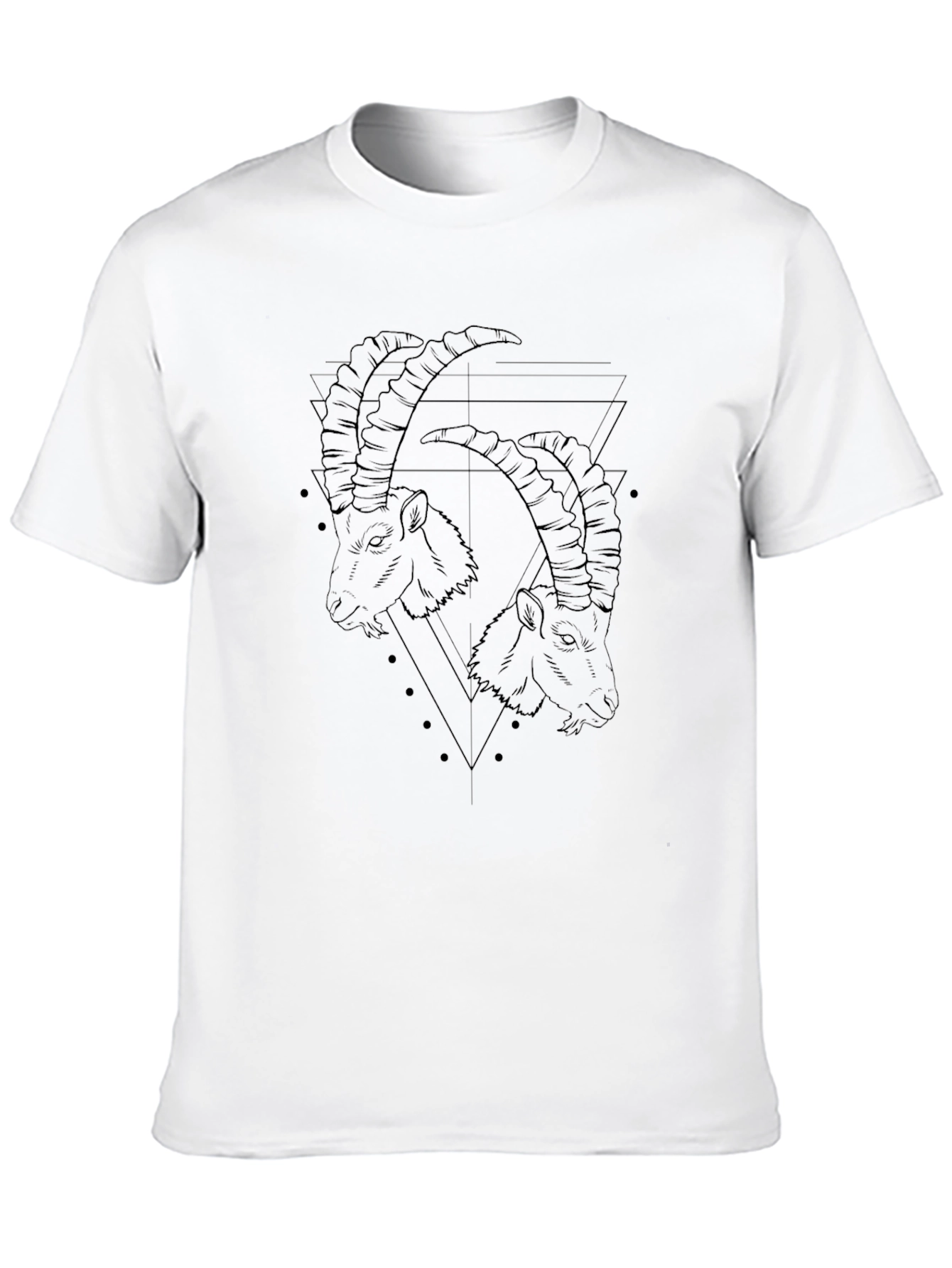 Geometric Goat Head Graphic Black T-Shirt
